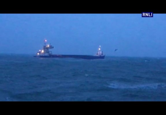 Drifting cargo ship off Rampion wind farm