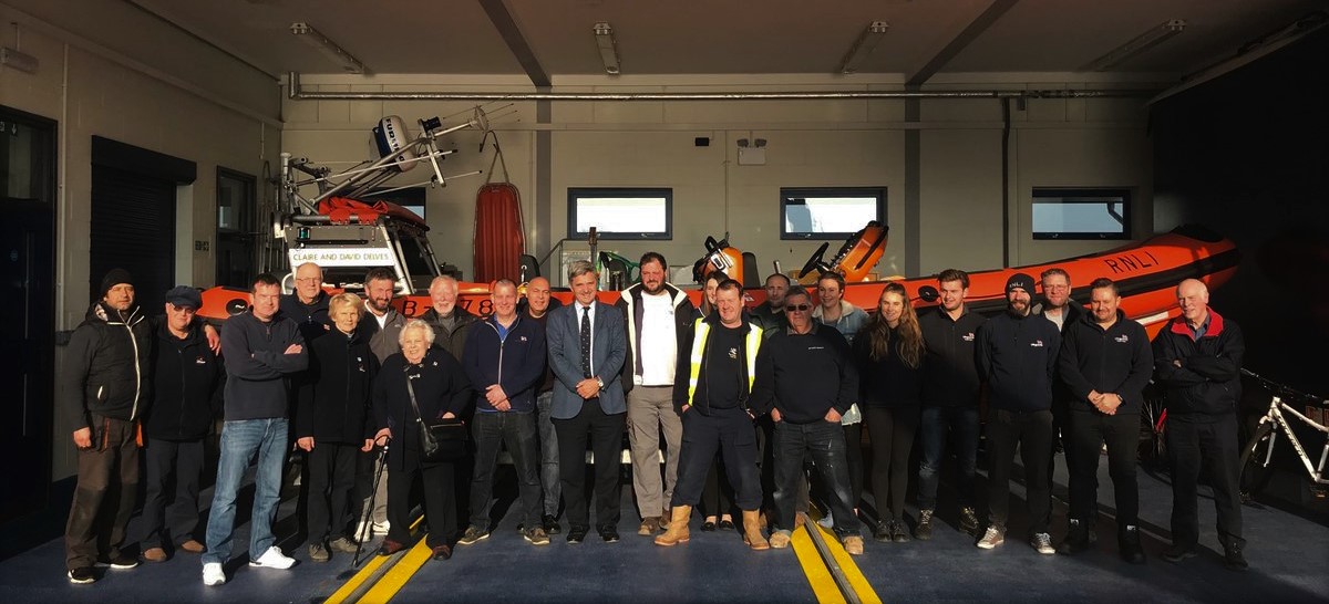 RNLI Chief Executive Paul Boissier with volunteers at Ramsgate Lifeboat Station