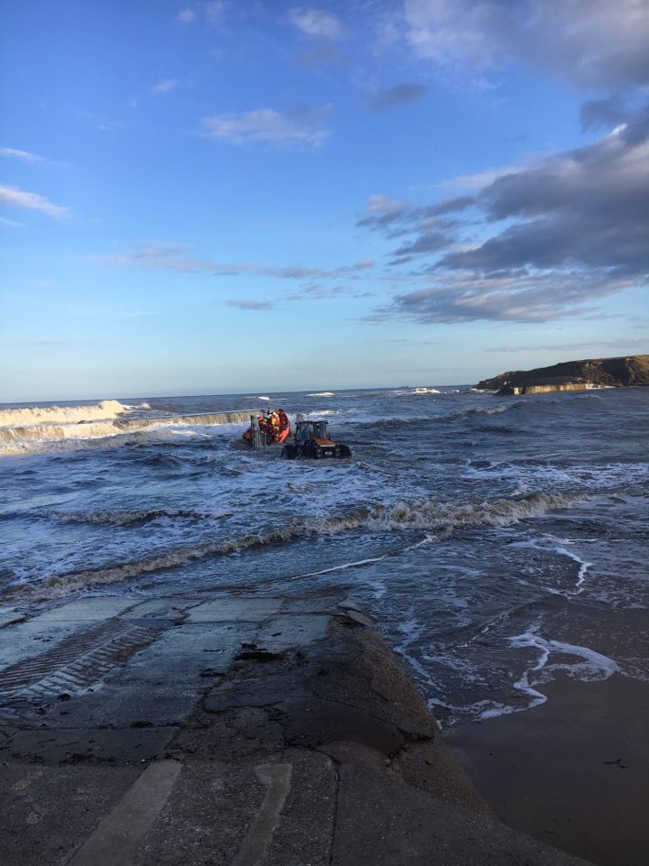 Cullercoats Lifeboat launching to the rescue 
