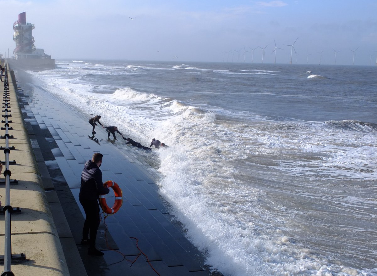 The rescue of four people washed into the sea at Redcar