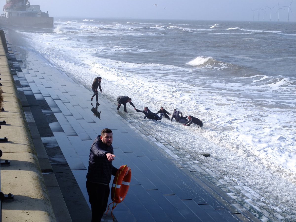 The rescue of four people washed into the sea at Redcar