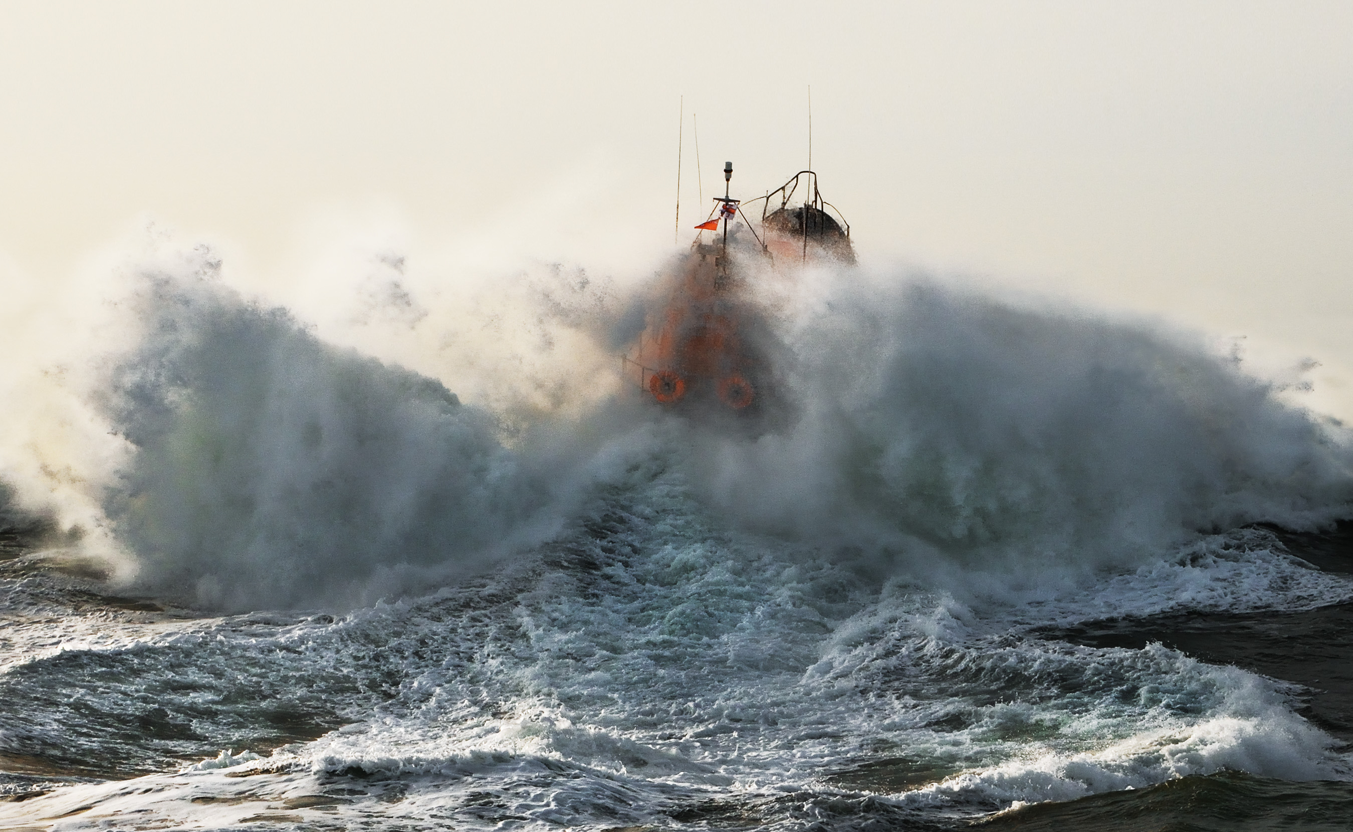 Girvan Lifeboat 13-23 Elizabeth and Gertrude Allan in rough weather on passage from Poole to Girvan