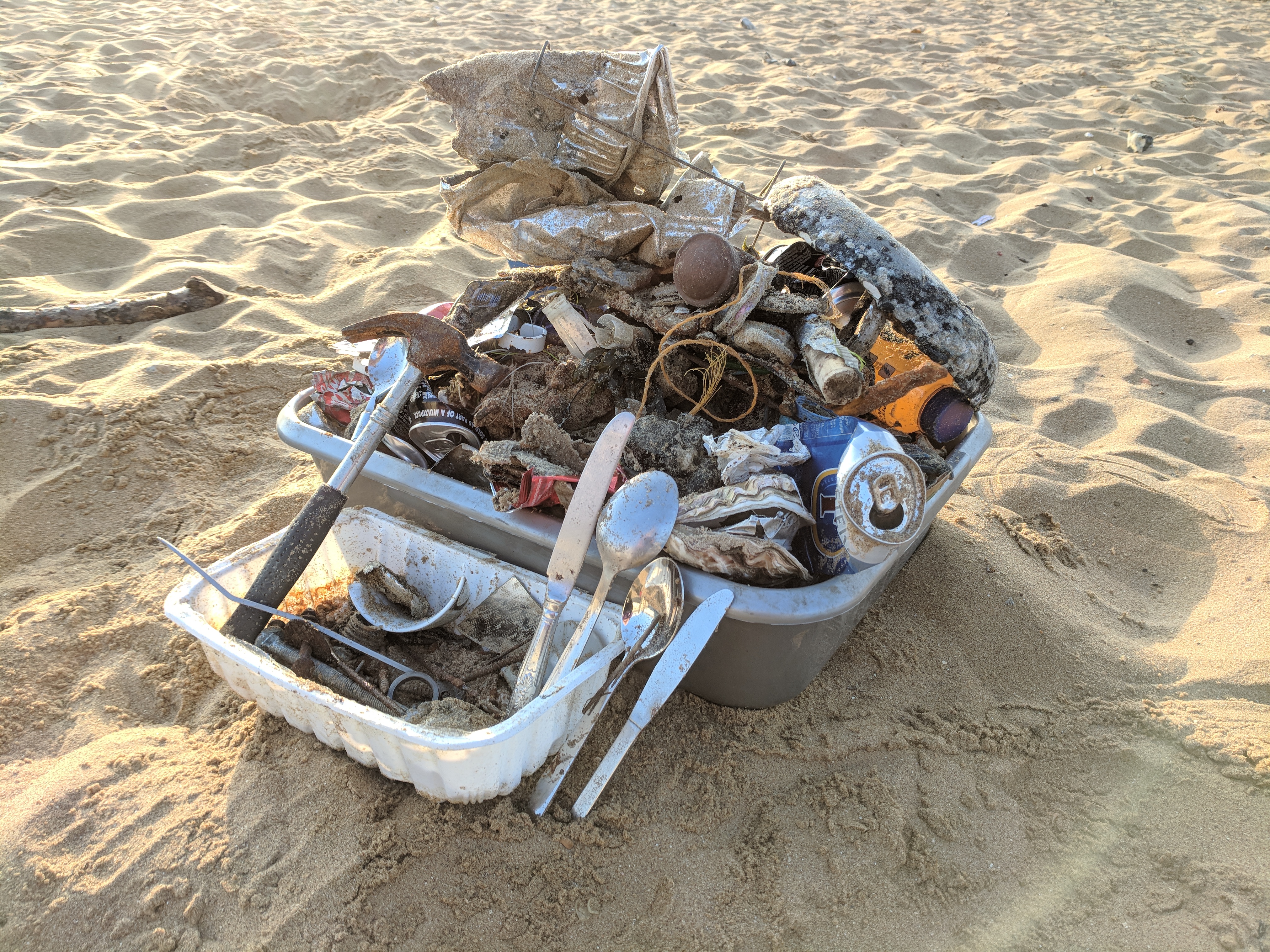 Just some of the dangerous objects collected from the beaches.
