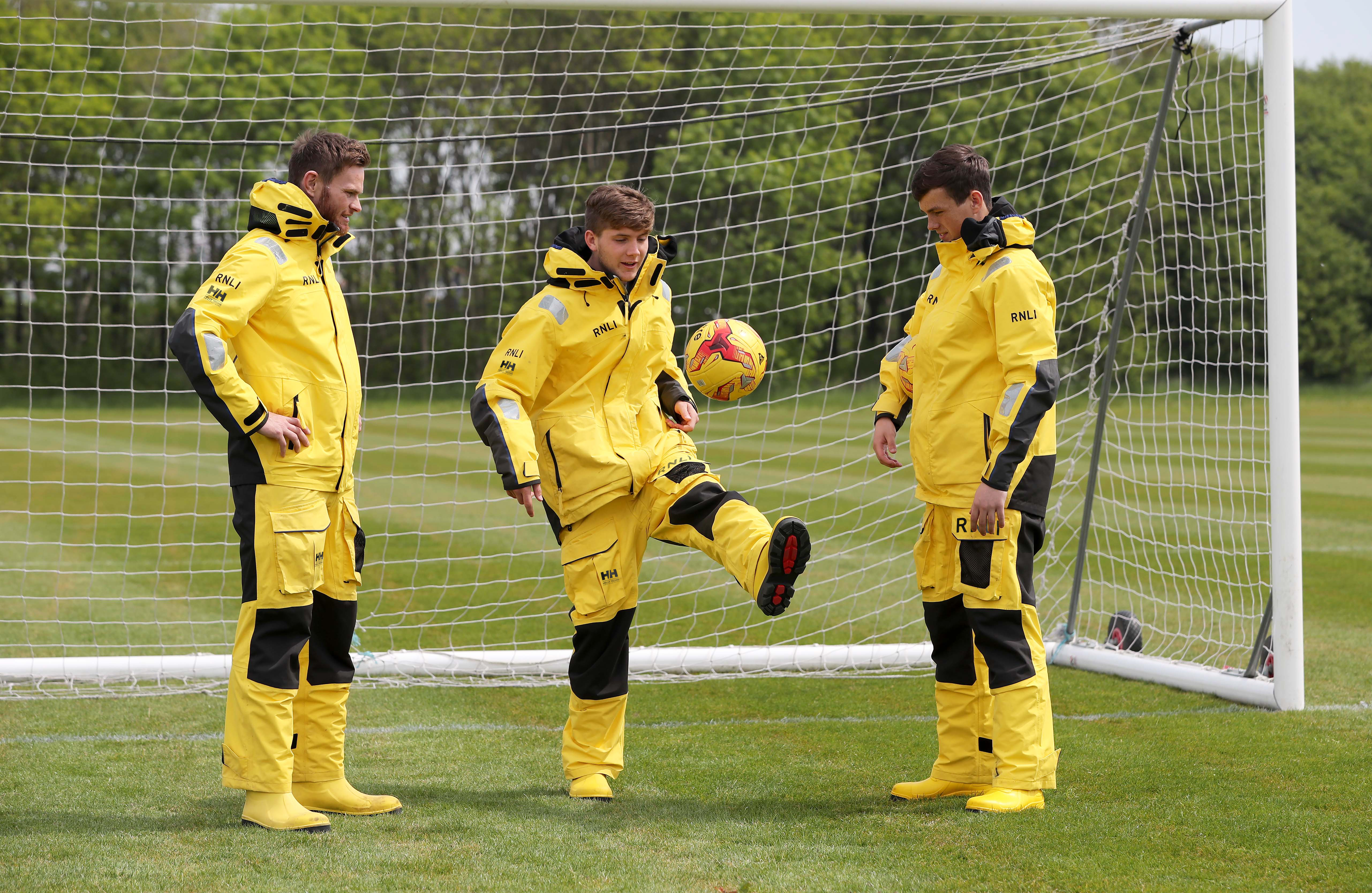 Tranmere Rovers players train wearing the new Helly Hansen kit