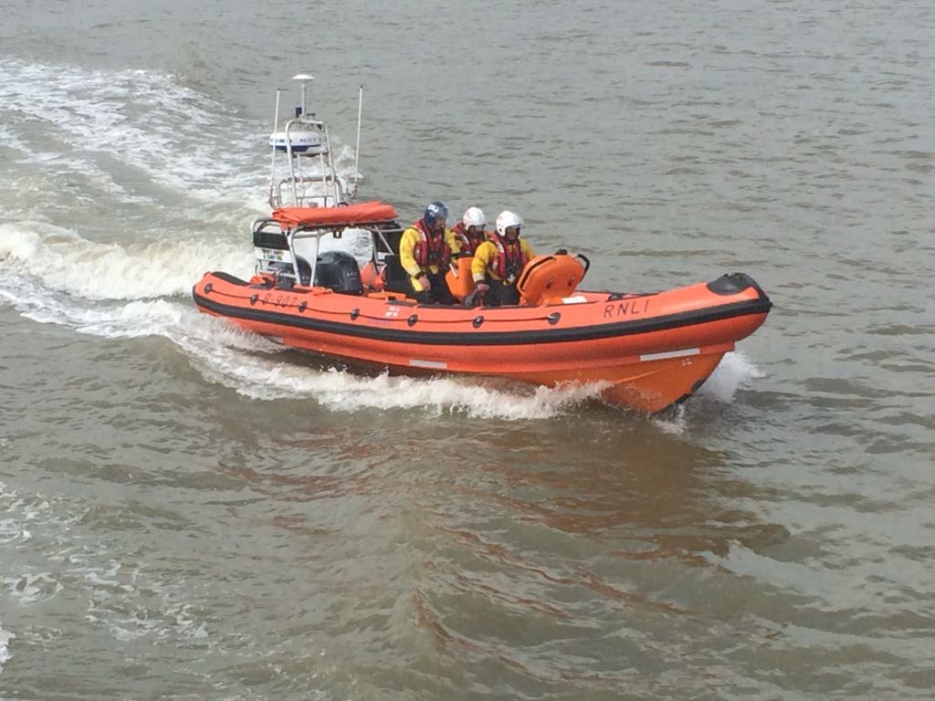 B907 Atlantic 85 pictured arriving at Harwich RNLI