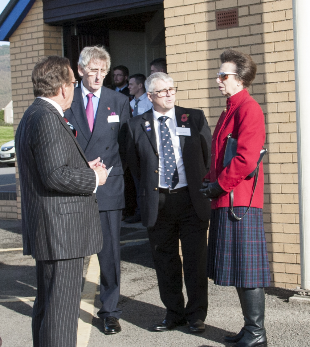 Princess Anne accompanied by the Lord Lieutenant meets the station president and lifeboat operations manager