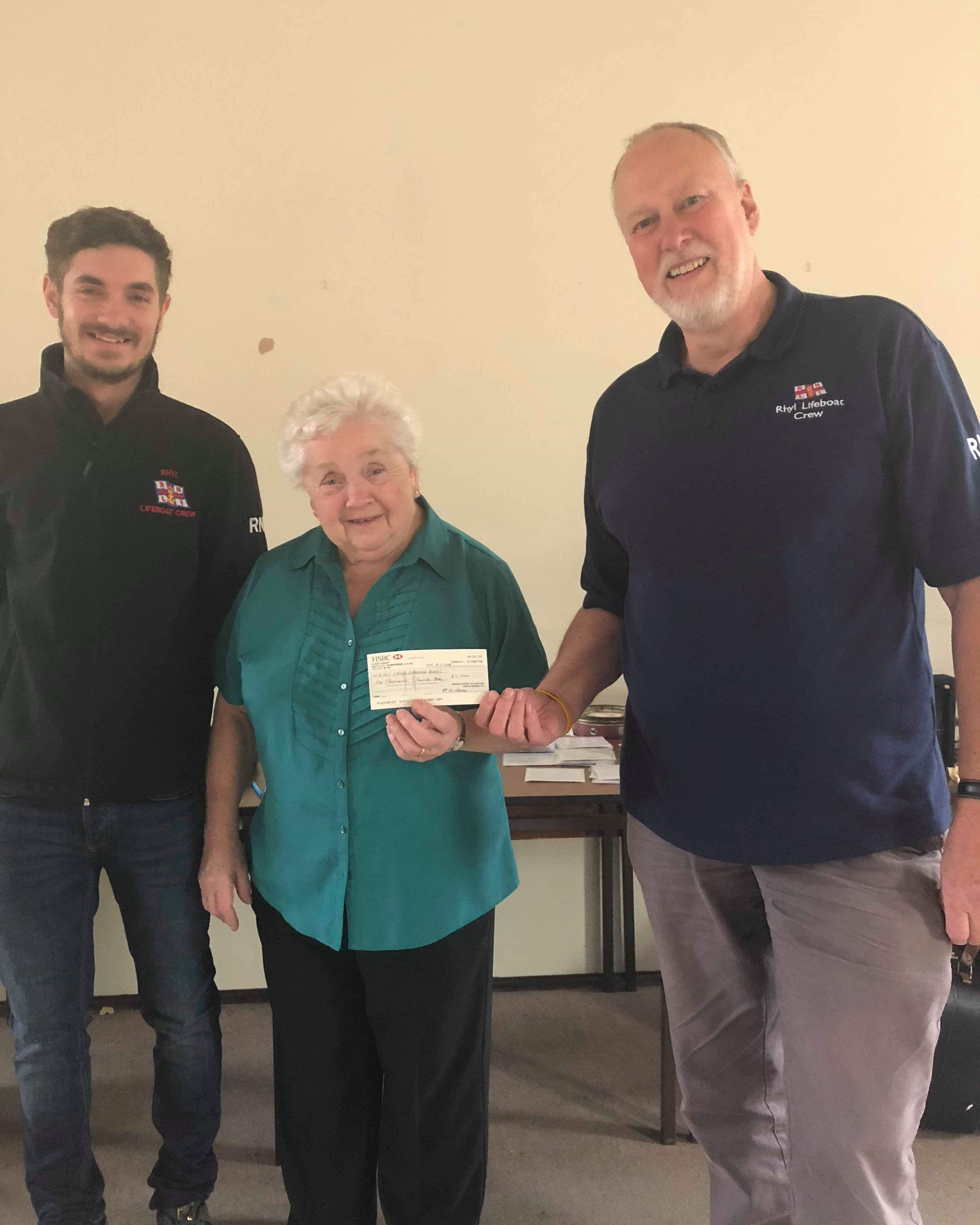 Presentation of £1000 cheque to Rhyl RNLI 