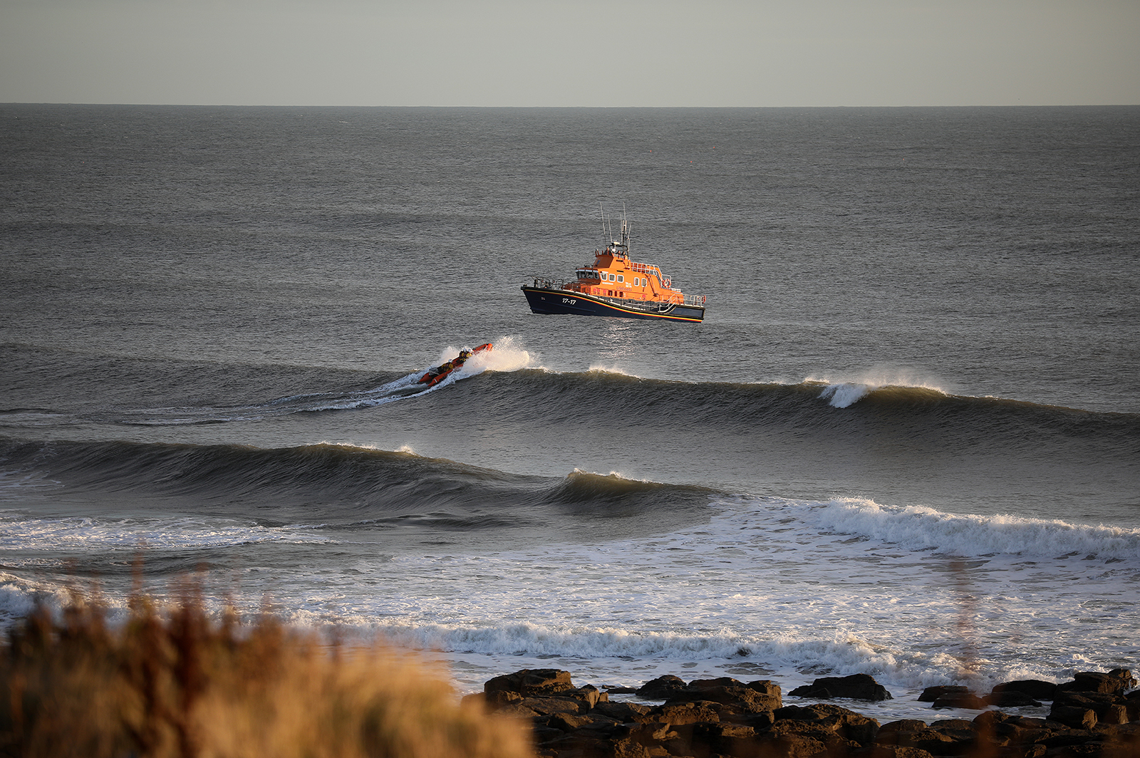 Tynemouth RNLI inshore and all weather lifeboats during the search.