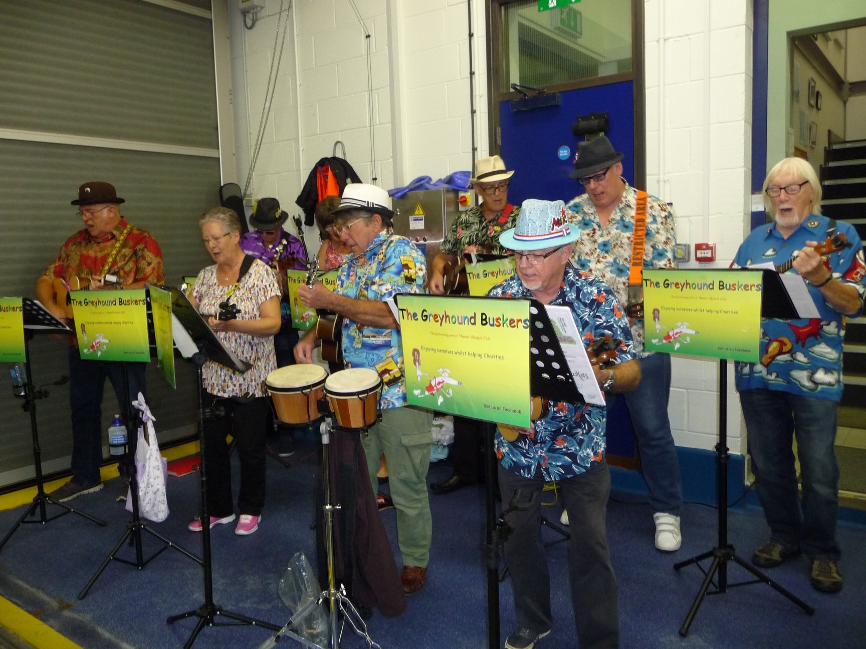 Photo of the Greyhound Buskers performing at the event.