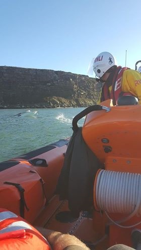 Bringing the speedboat safley back to Whitehaven Harbour