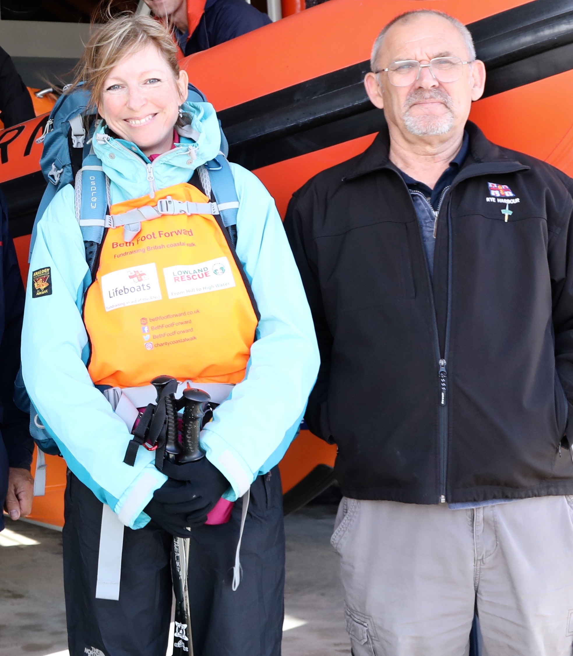 Beth who is walking the coastal path and Tony Edwards
