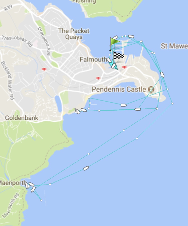 Marine Traffic tracker of inshore lifeboat showing the location of the two shouts