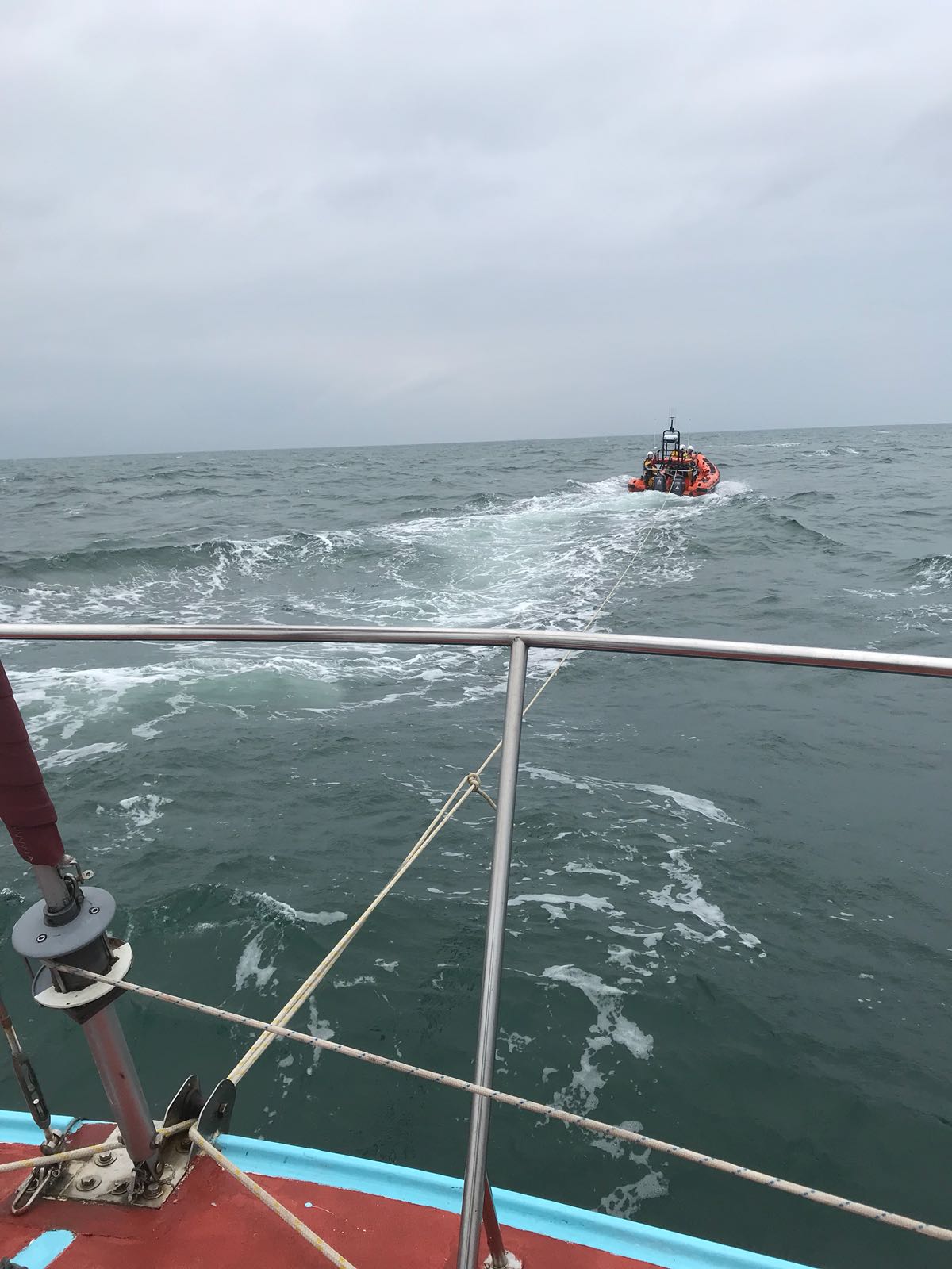 At The start of the six mile tow back to Whitehaven