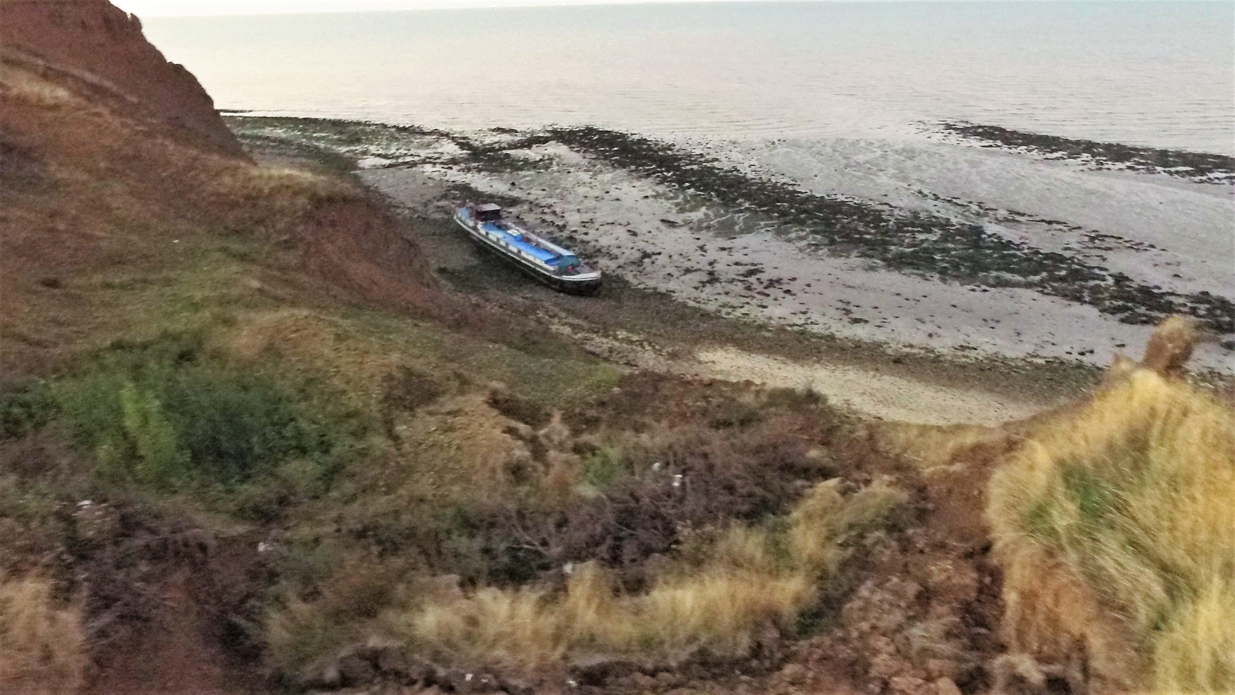 The Dutch barge aground at Warden Point on the Isle of Sheppey