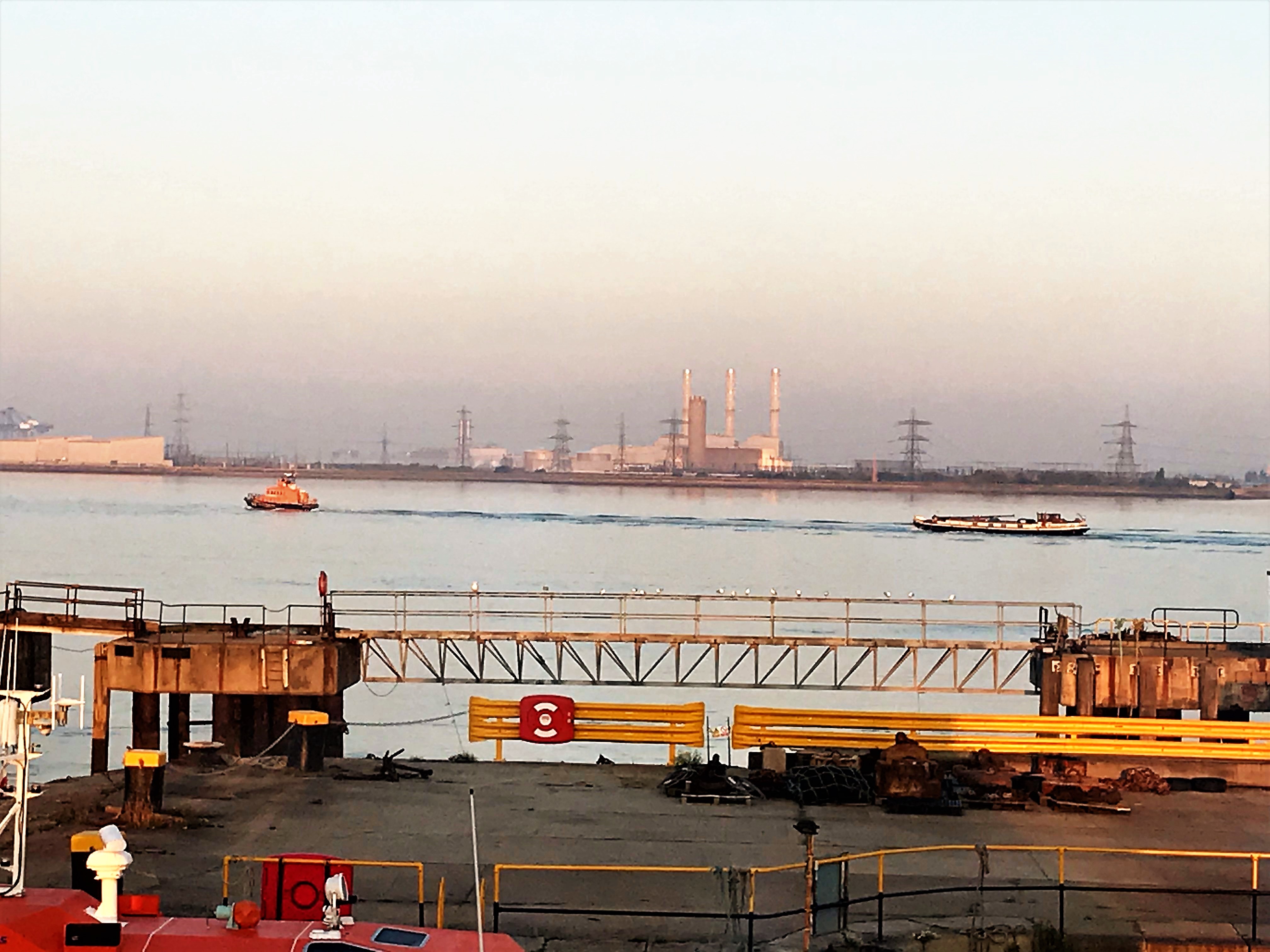 The Sheerness all weather lifeboat 'The George and Ivy Swanson' making for Queenborough Harbour with the Dutch Barge under tow.