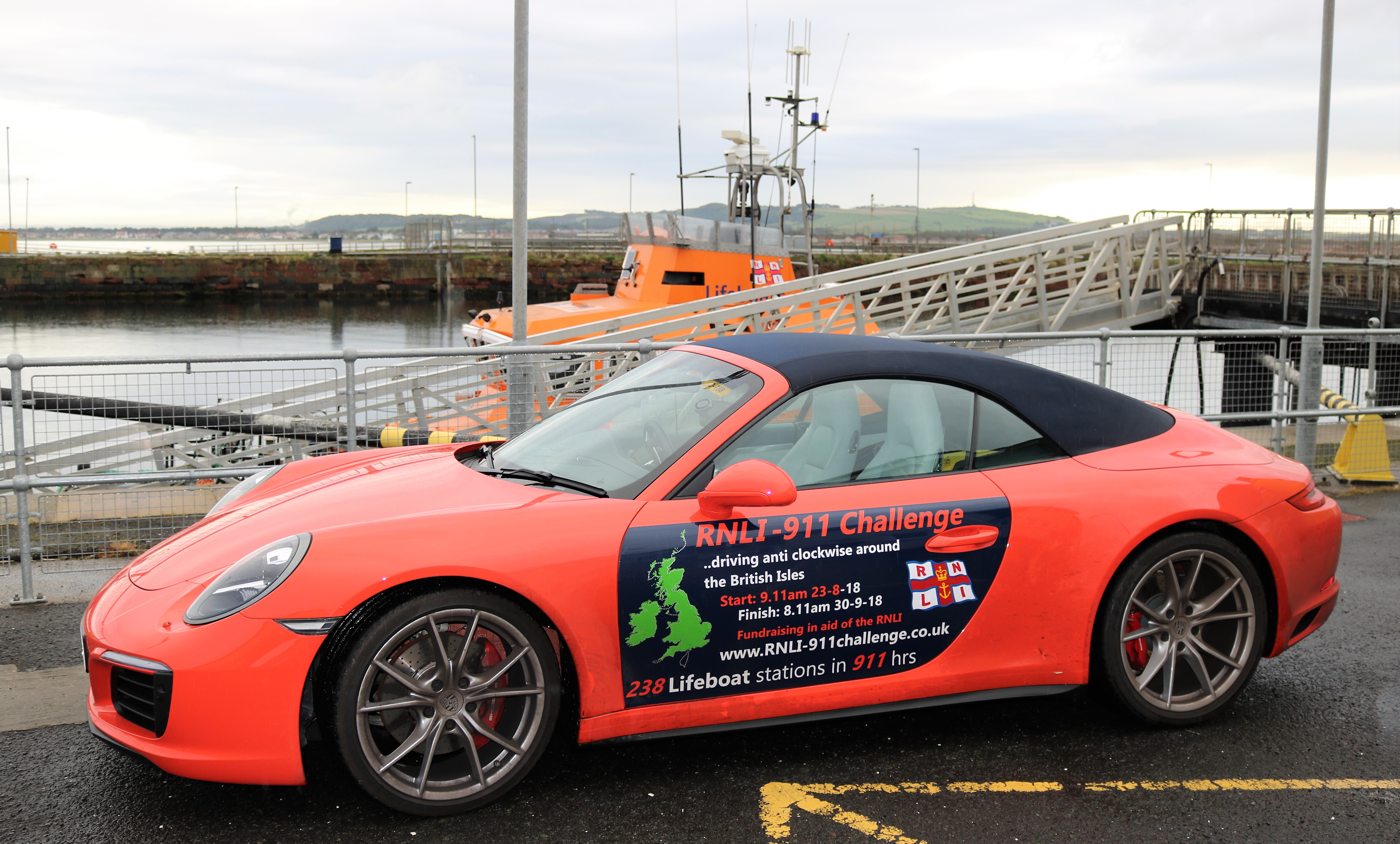 The 911 Challenge Porsche alongside Troon all-weather lifebooat