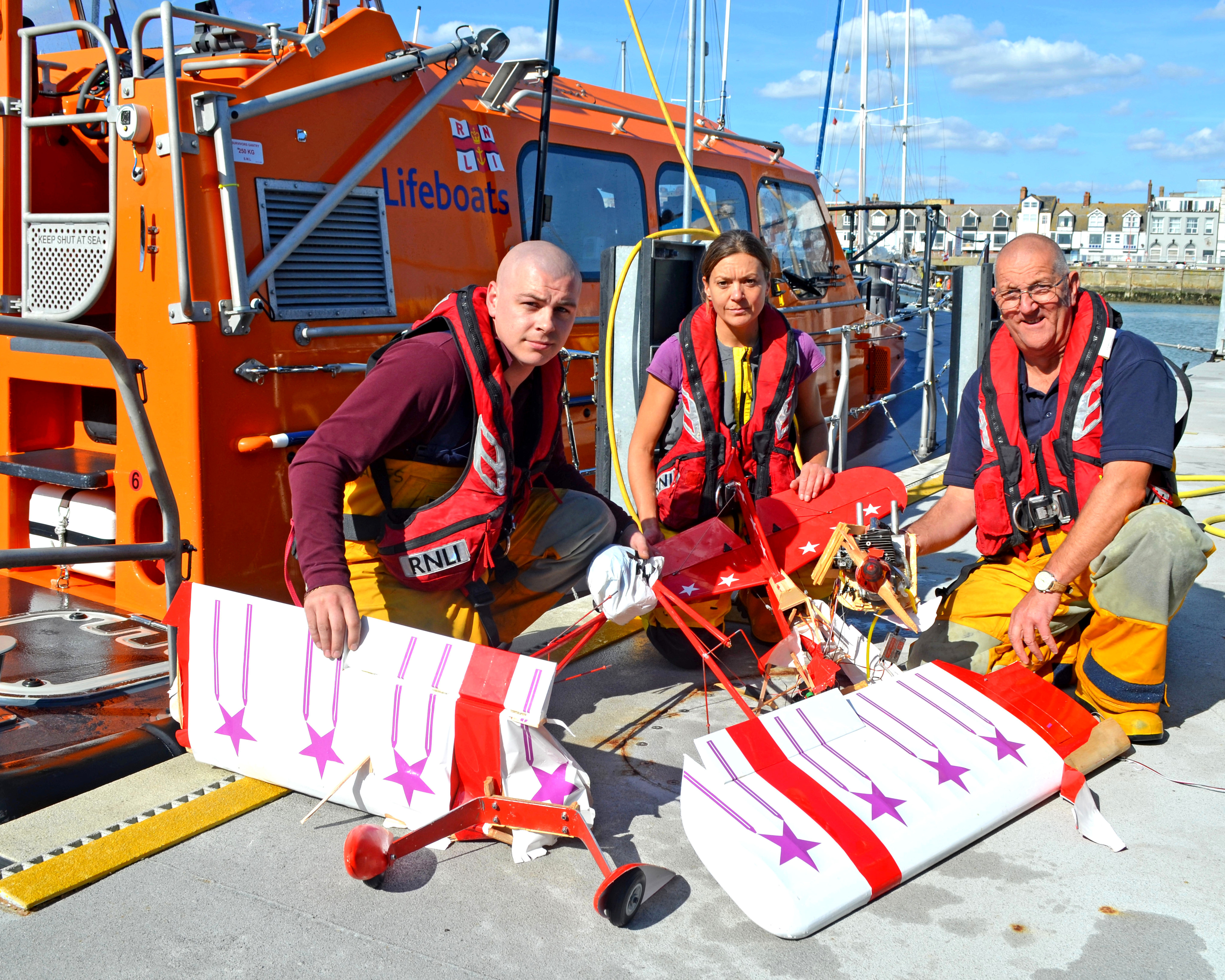 A sizeable model aircraft was recovered from the sea by the crew of Lowestoft RNLI lifeboat