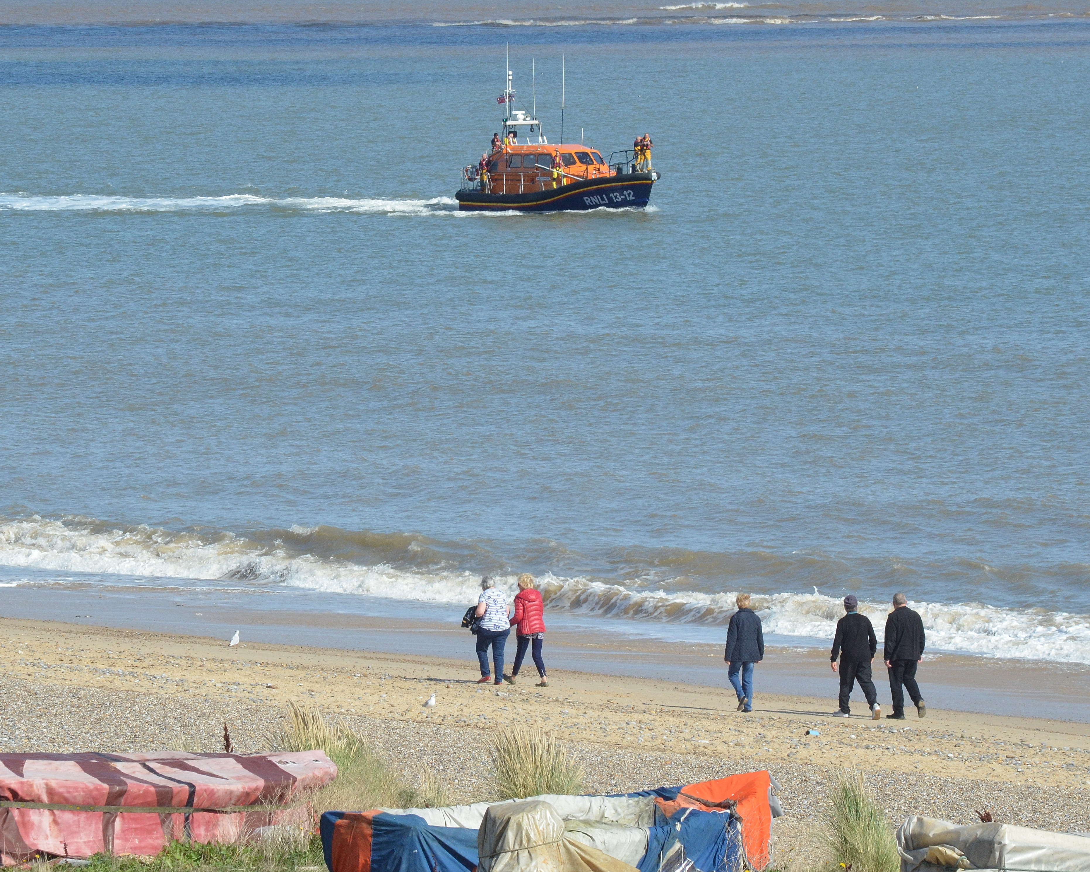 The Lowestoft RNLI Lifeboat crew searching off Pakefield
