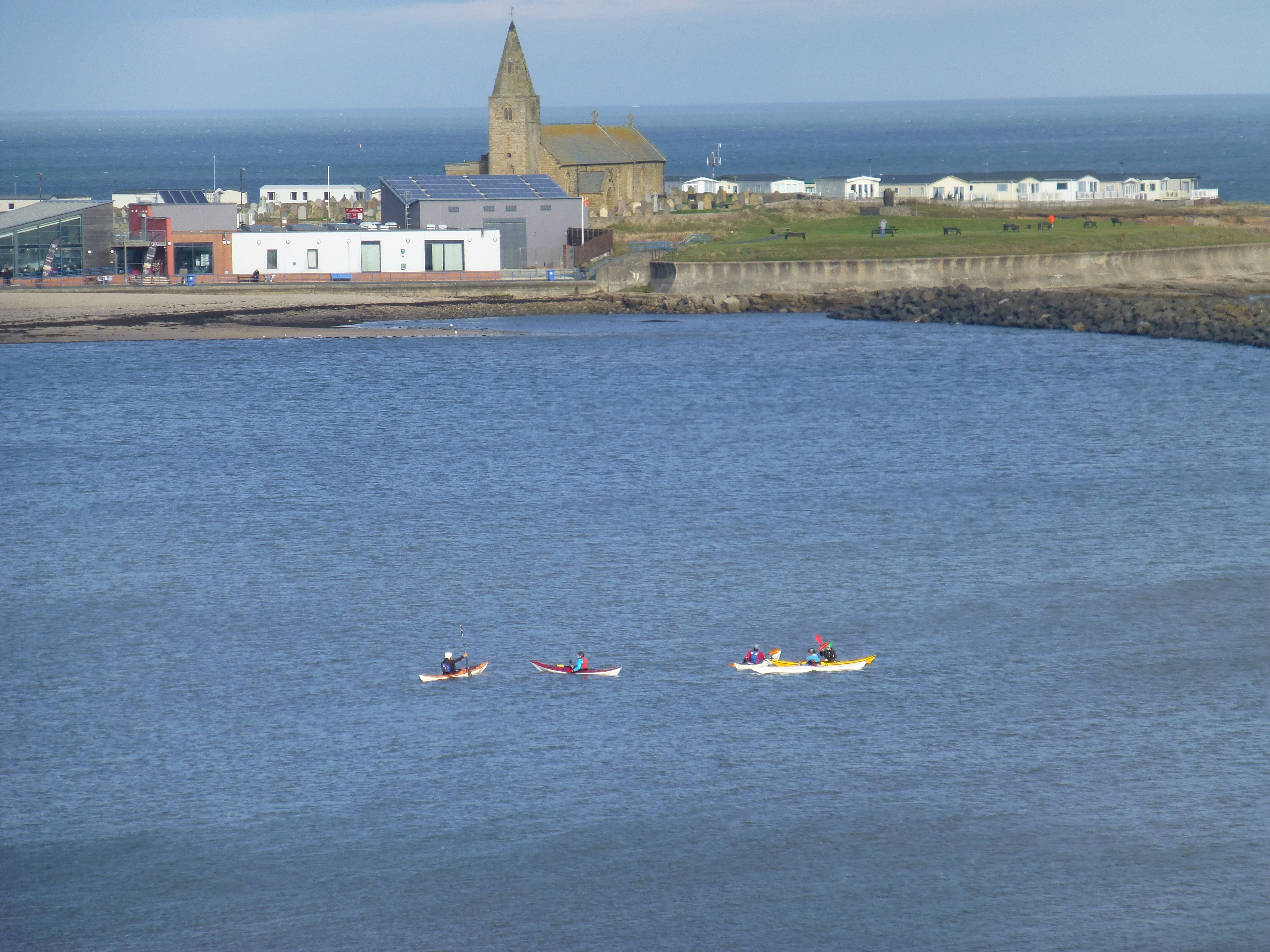 The kayaks in the bay after giving assistance