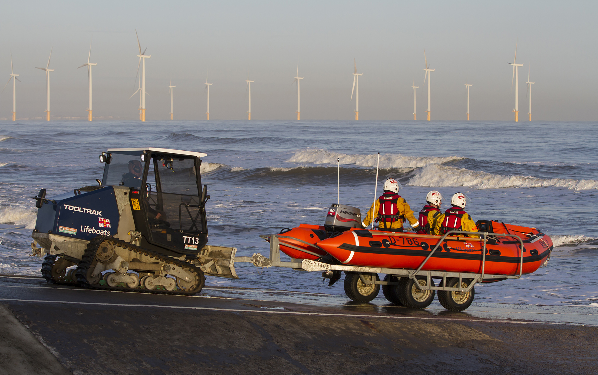 Library image of Redcar RNLI's inshore lifeboat launching