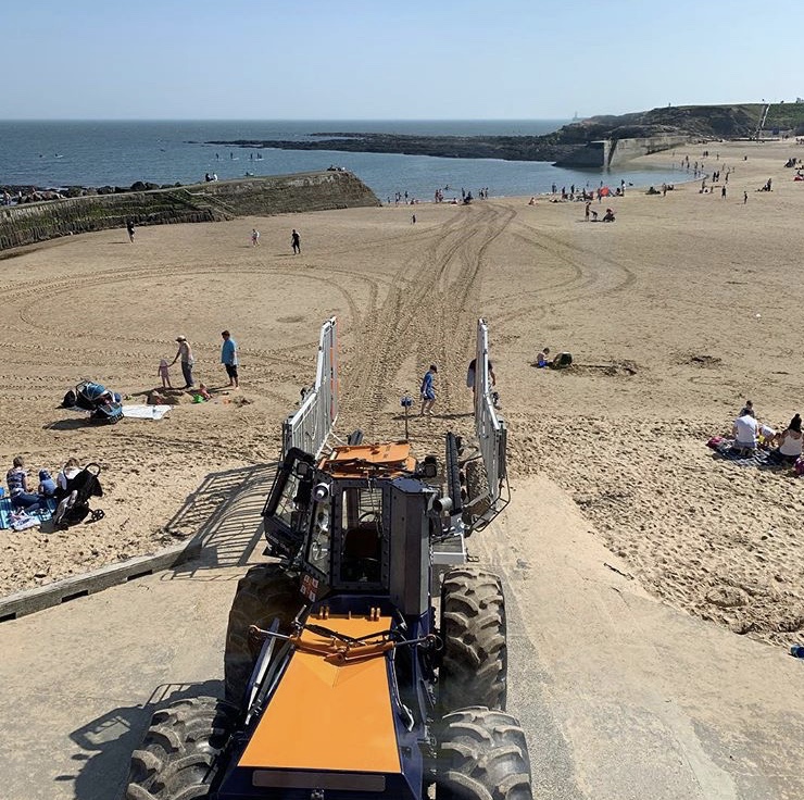 Cullercoats Lifeboat tractor and trailer waiting for the Lifeboat to return 