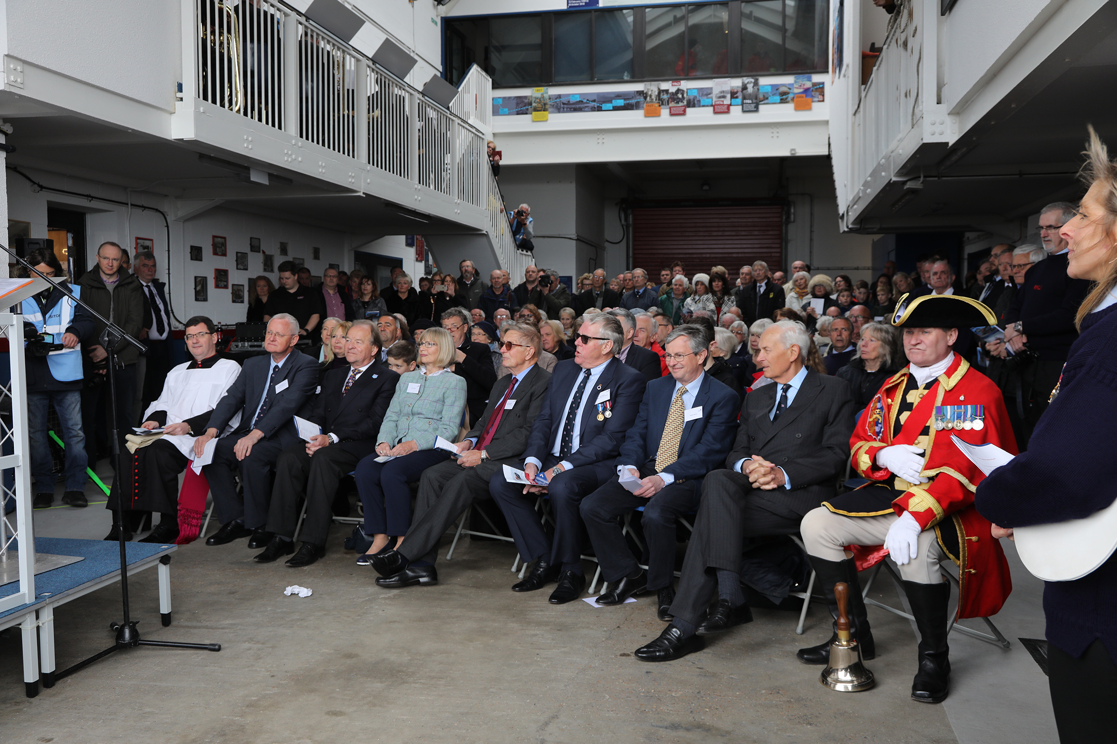 Dignatories, relatives and crew at the naming ceremony.