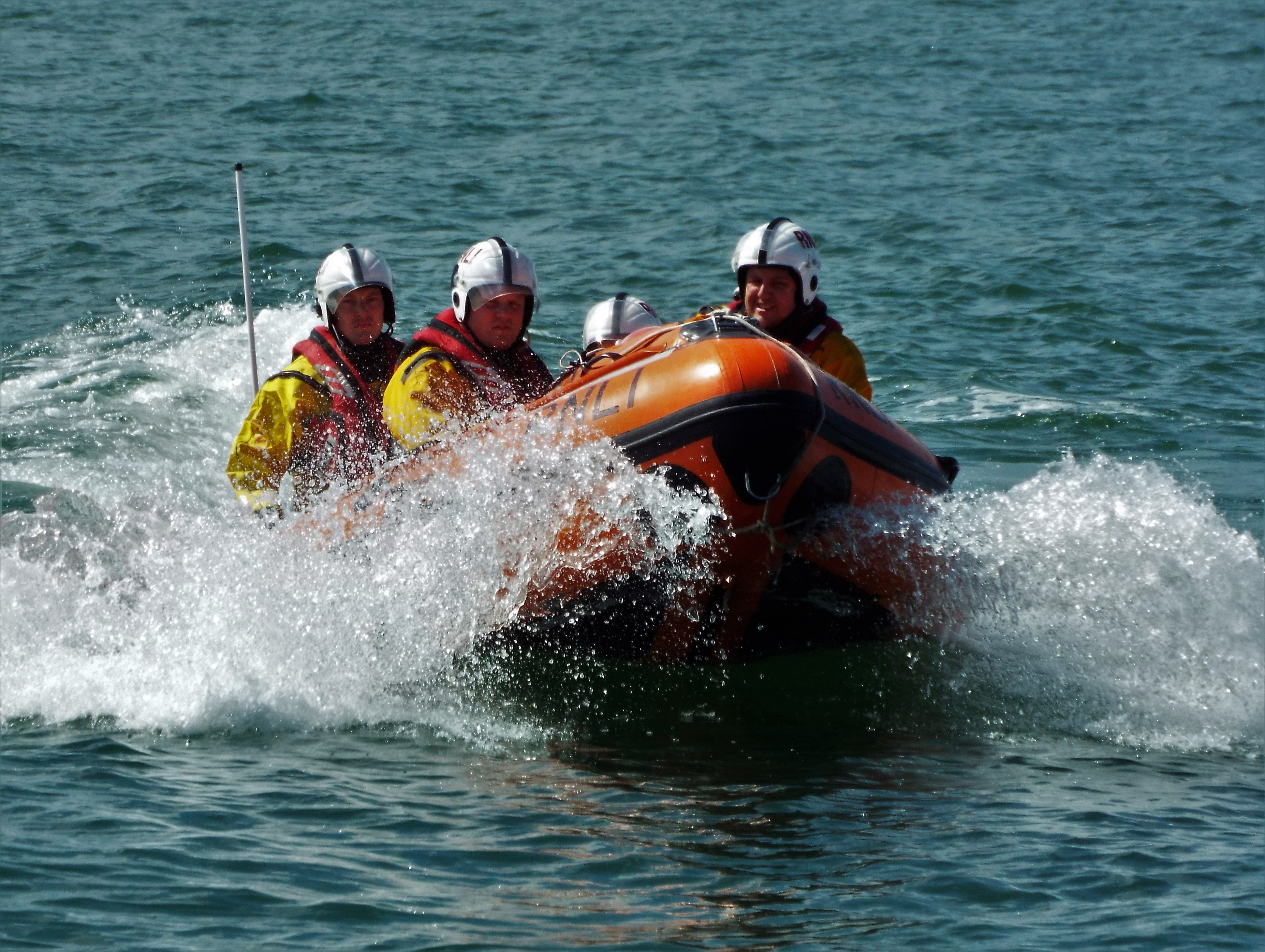 The Sheerness 'D' class inshore lifeboat 'Buster' on a mission.