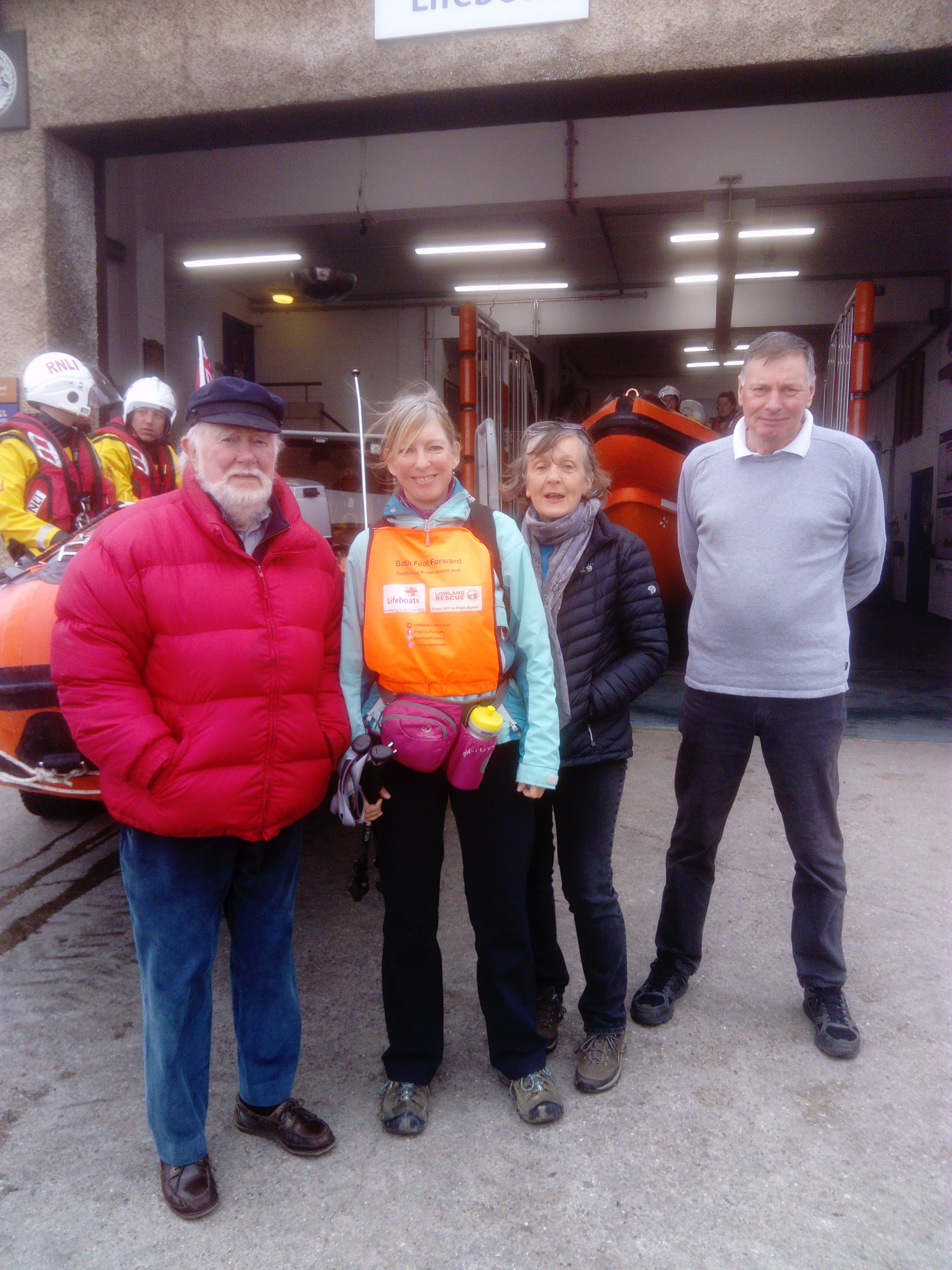 Beth ready to set off on her walk, Crew ready for Sunday's exercise.