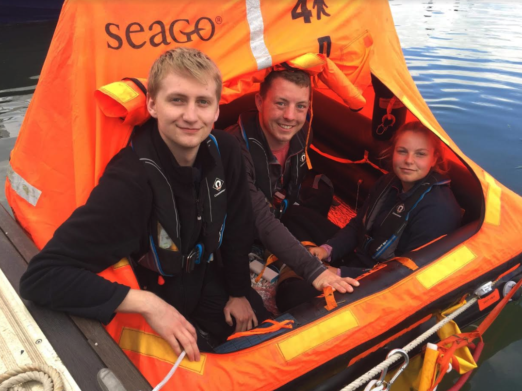 Sailing Friends Jonny Dalmas, Louis Day and Isabella Drewitt raised £500 for the RNLI in the Force 4 Liferaft Challenge.JPG