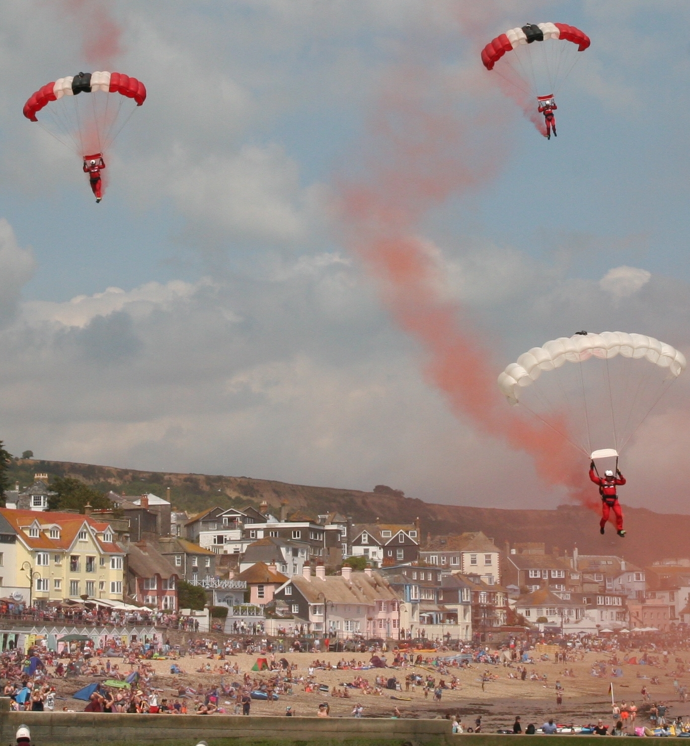 The Red Devils drop in on Lyme Regis Lifeboat Week. 