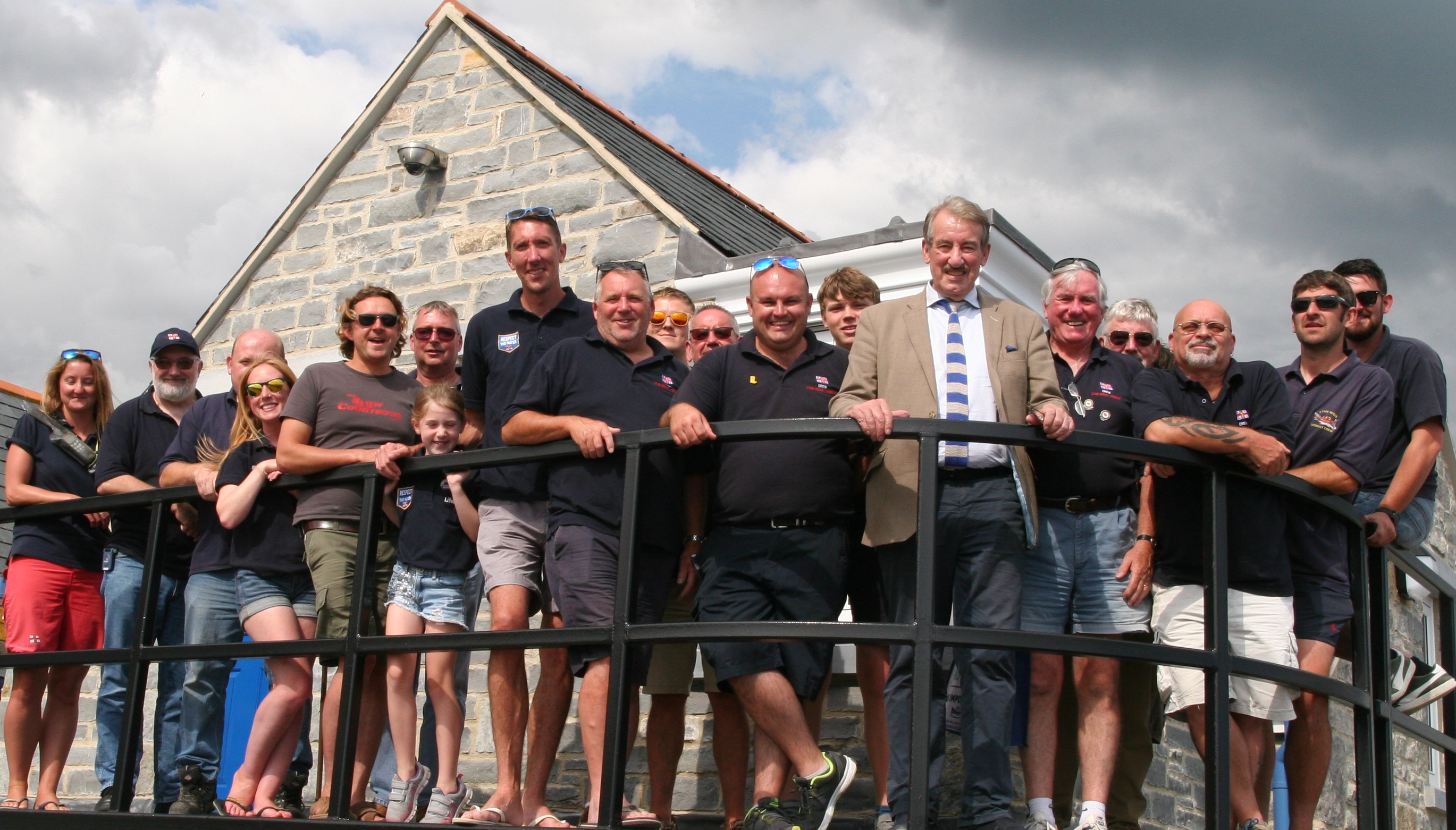 Actor John Challis with members of the Lyme Regis lifeboat crew.