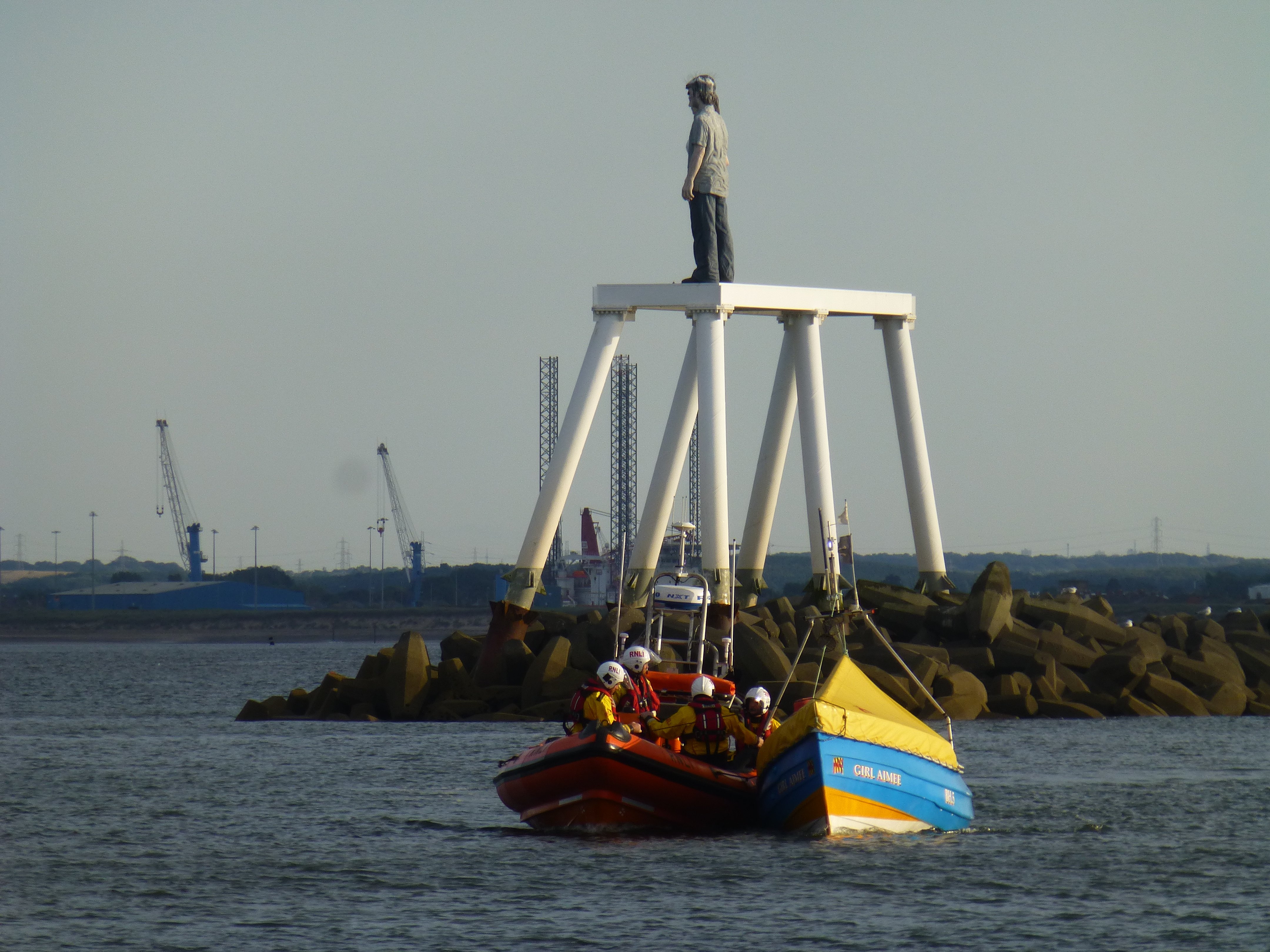 The lifeboat assisting the casualty vessel