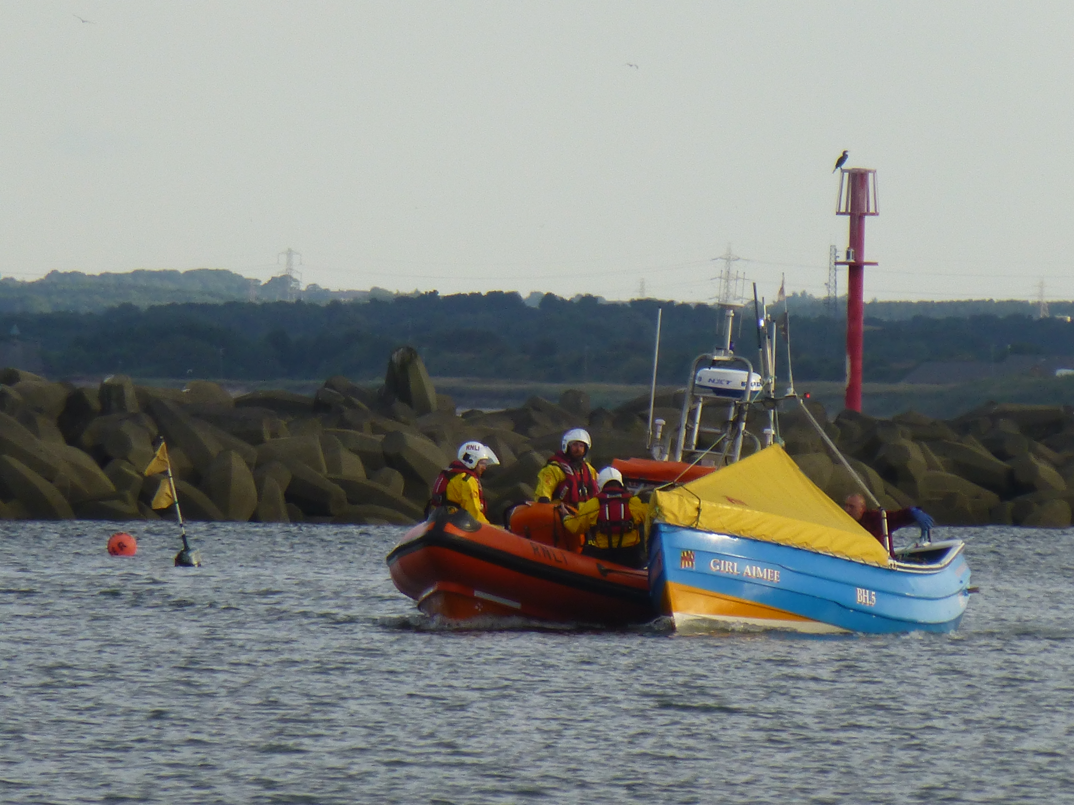 The lifeboat assisting the casualty vessel
