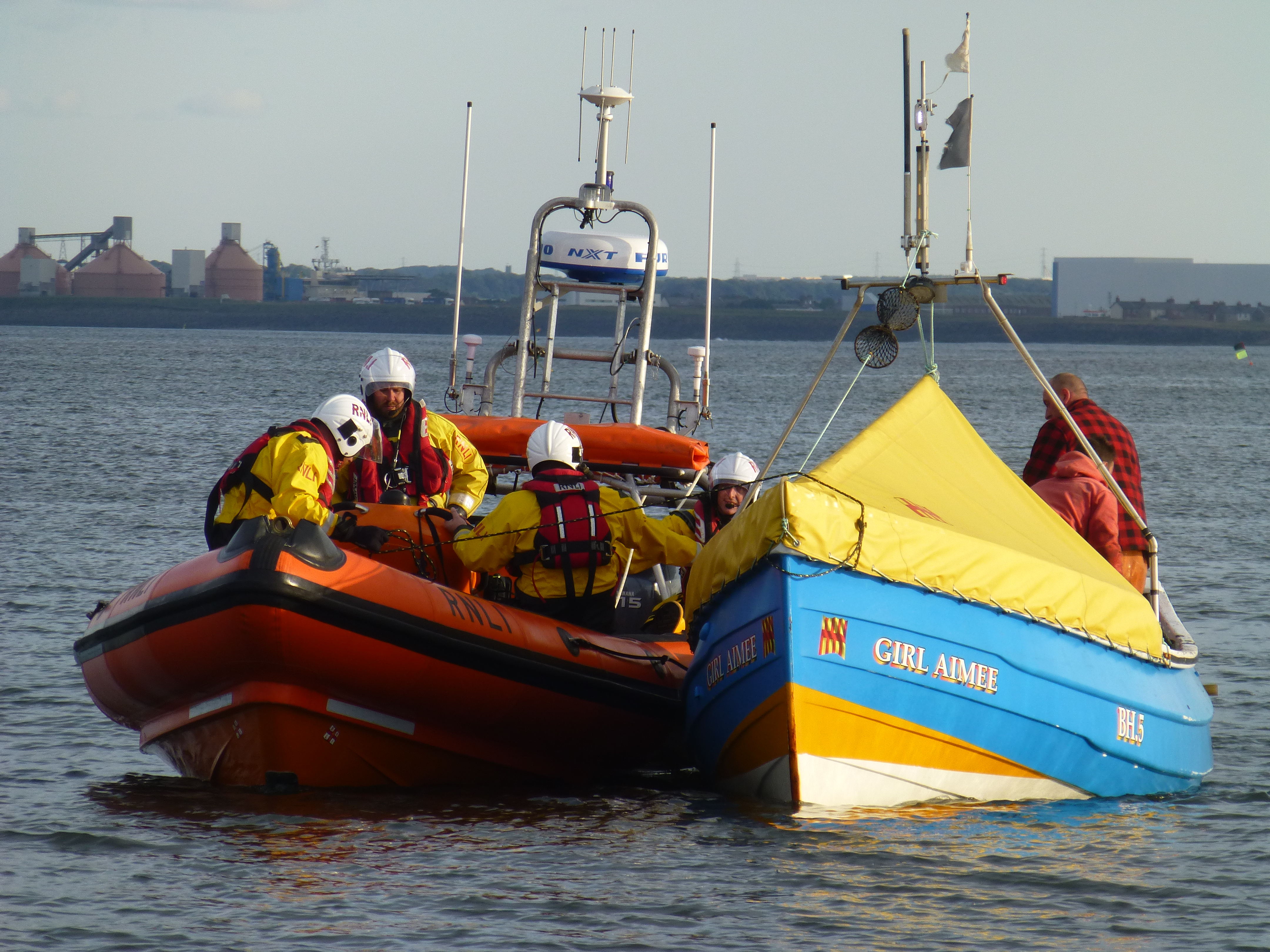The lifeboat assisting the casualty vessel