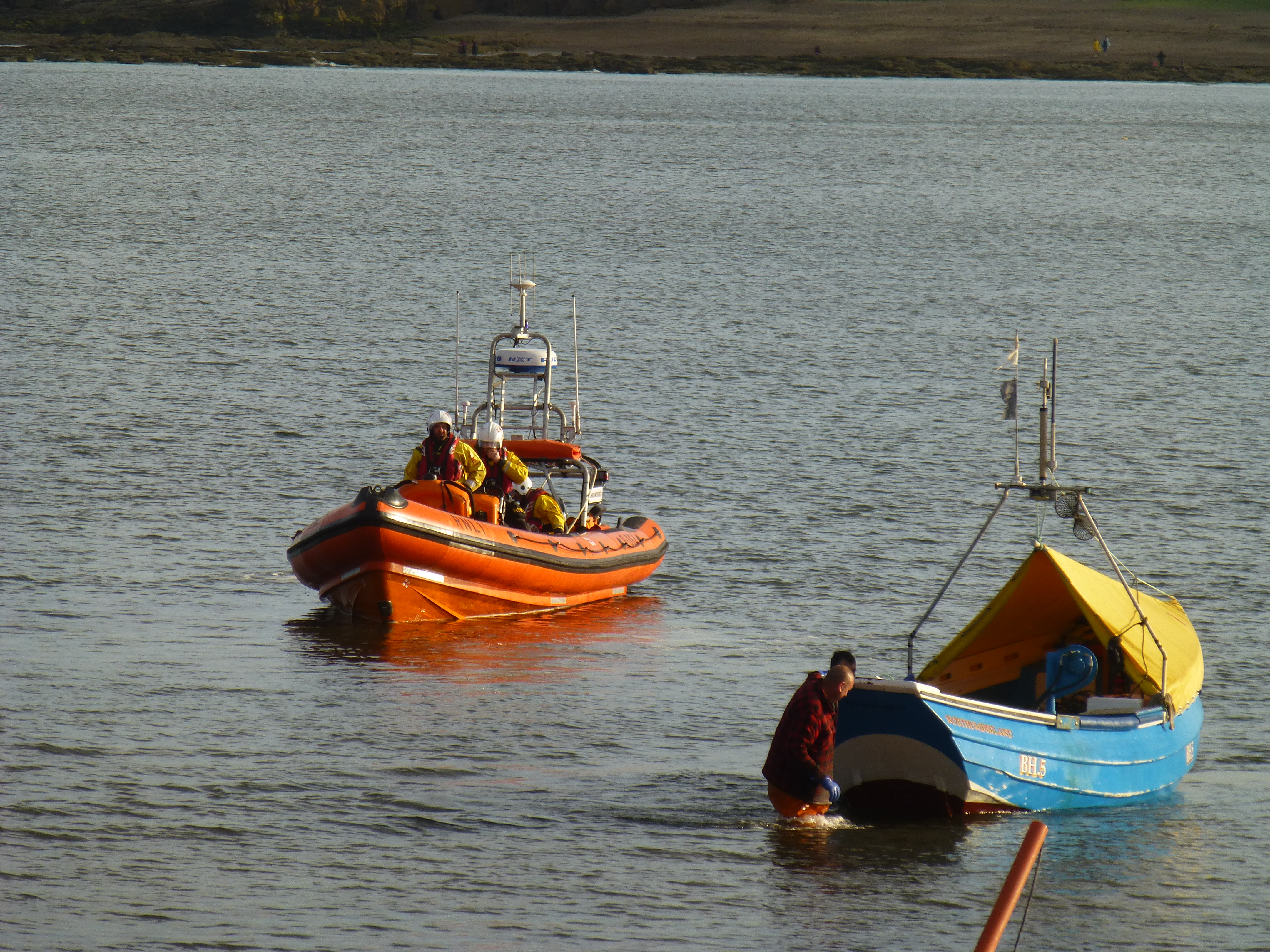 The lifeboat assisting the casualty vessel