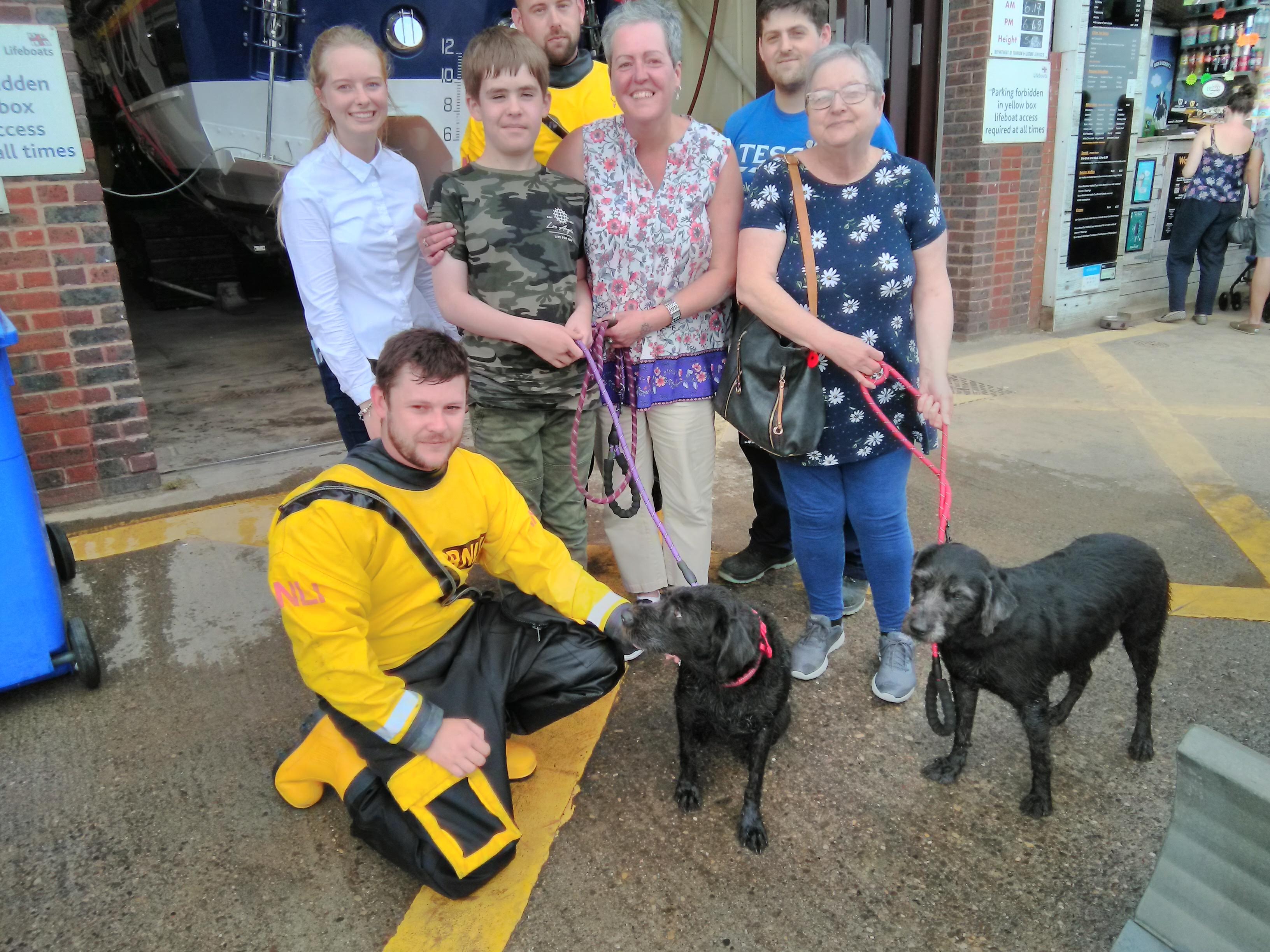Lexi and Cleo with their owners and Filey ILB Crew