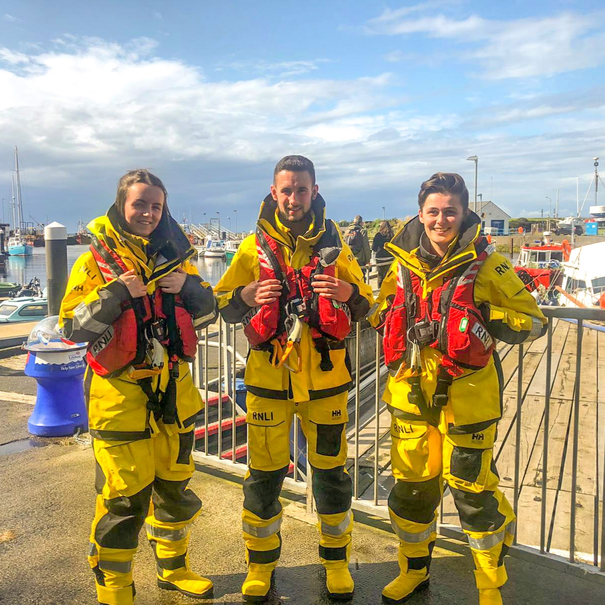 Chloe White, Fraser Stirling and Luciana McGarvie recently back from their training course at RNLI College in Poole Funded by Lloyds Register Foundation