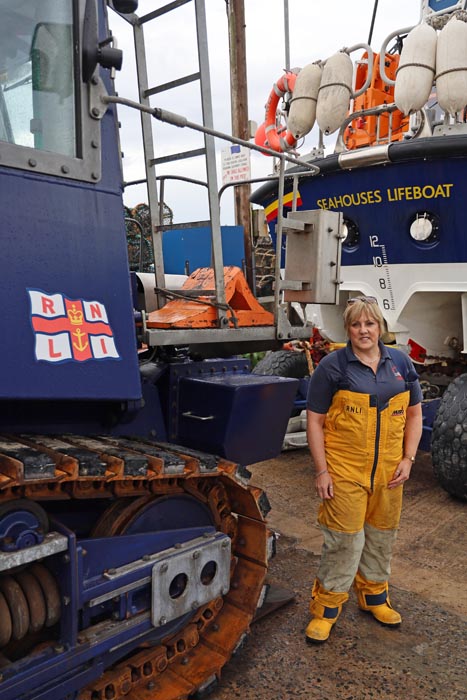 Susan with her Lifeboat kit, ready to launch