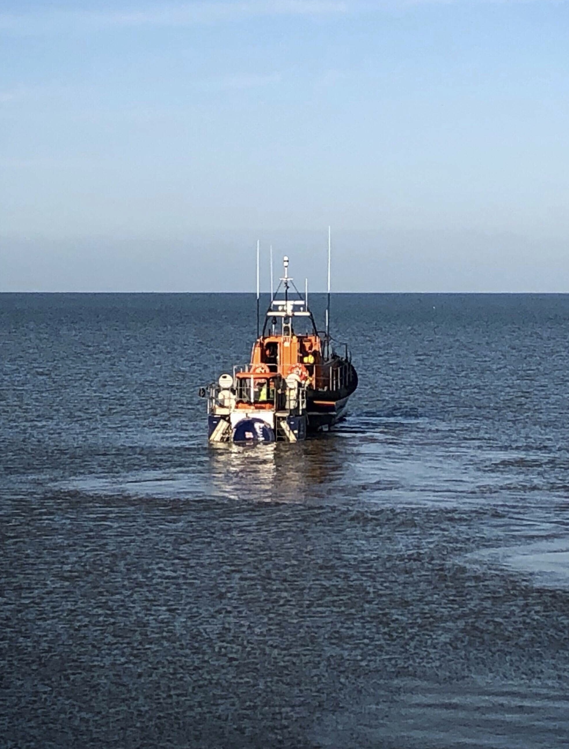 lifeboat is mid water launching on service 