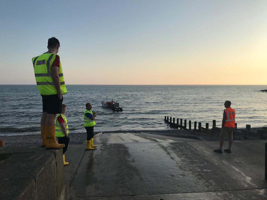 St Bees lifeboat returning after safely recovering the jet ski.