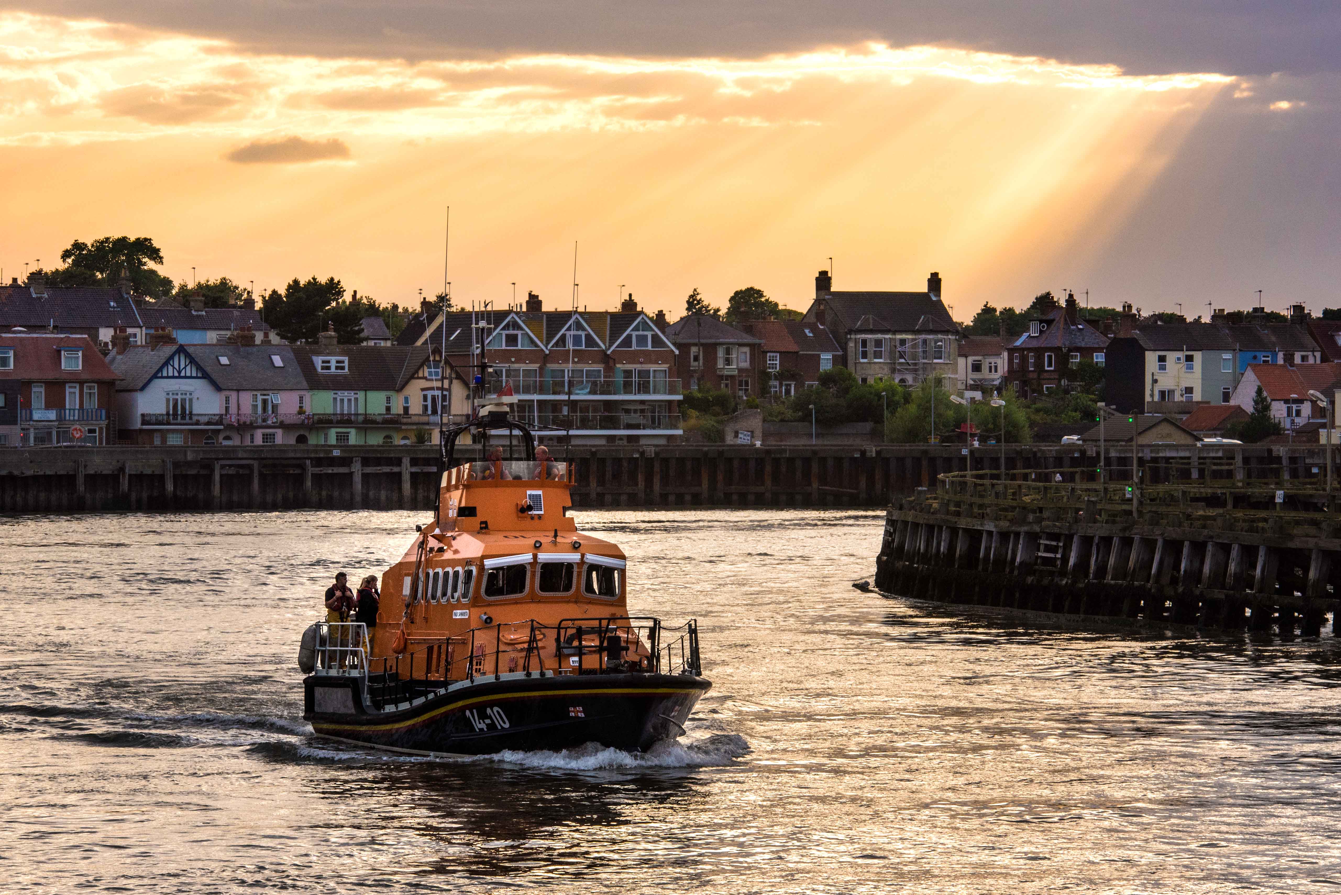 Great Yarmouth and Gorleston RNLI all-weather lifeboat on training exercise