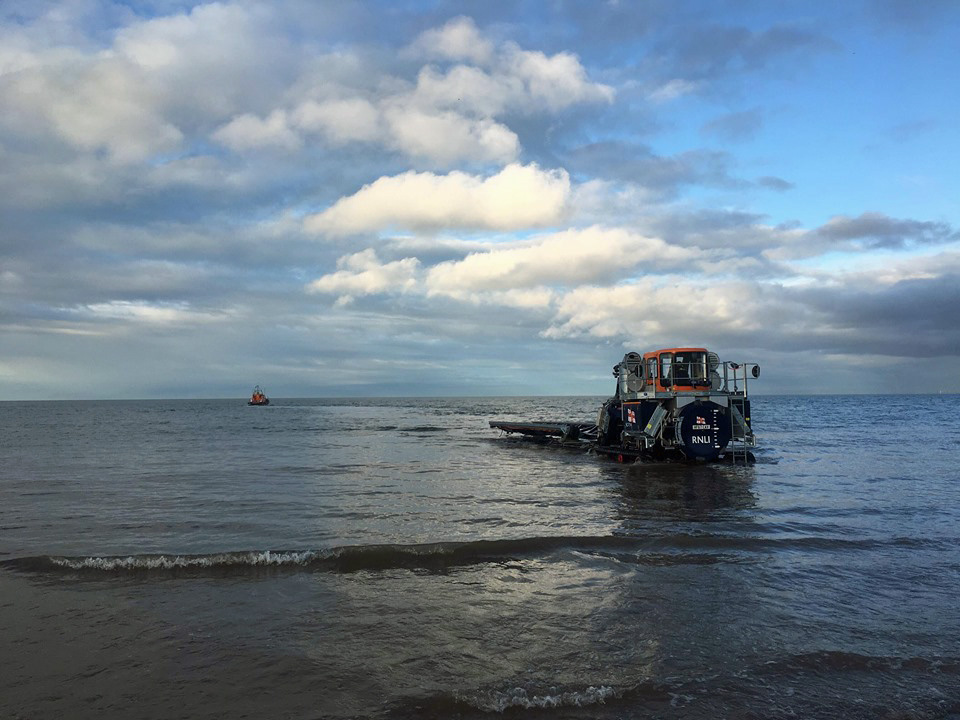 Llandudno's Launch and Recovery System after launching the Shannon class lifeboat on service.