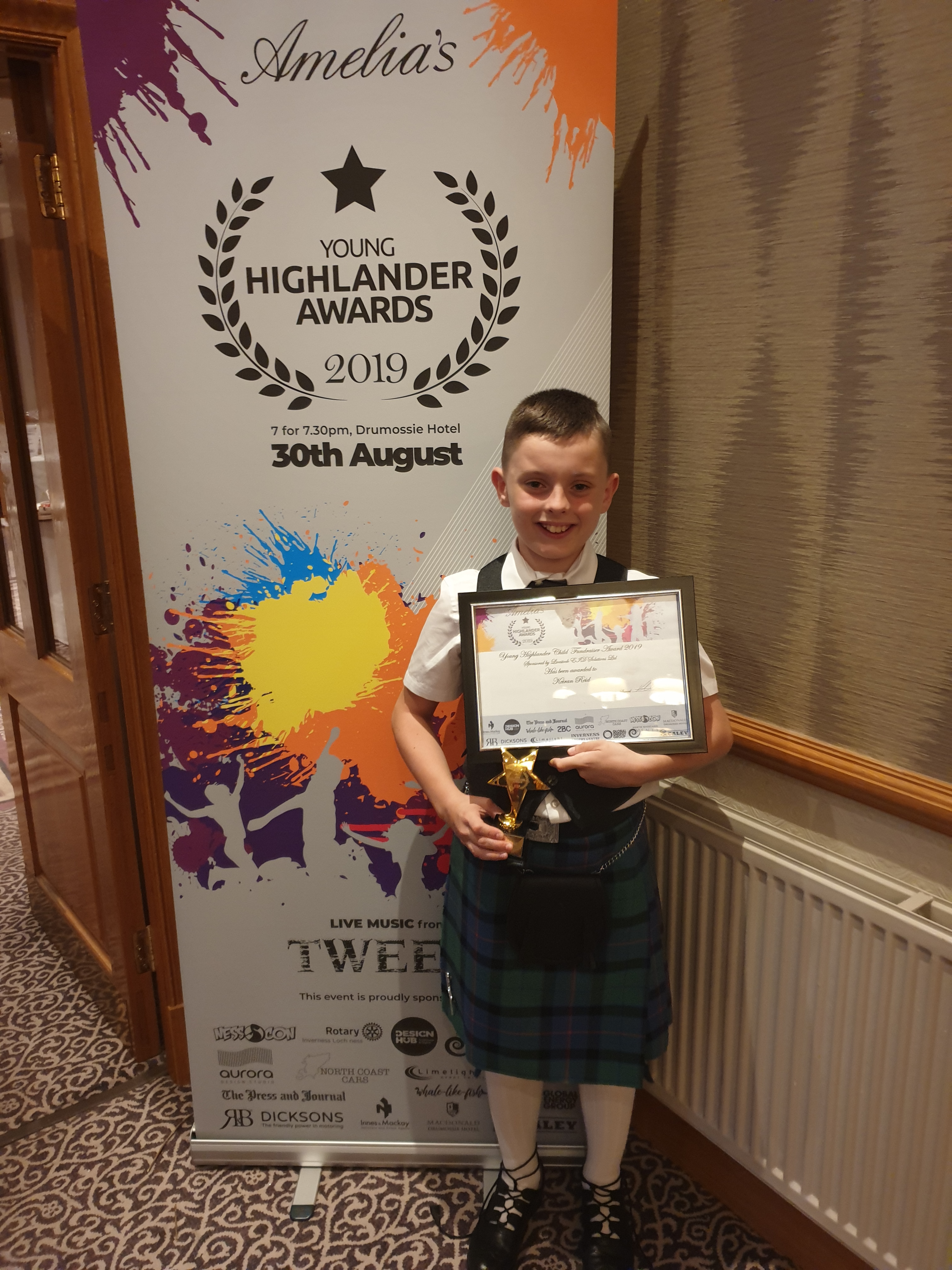Keiran Reid with his Young Highlander Award