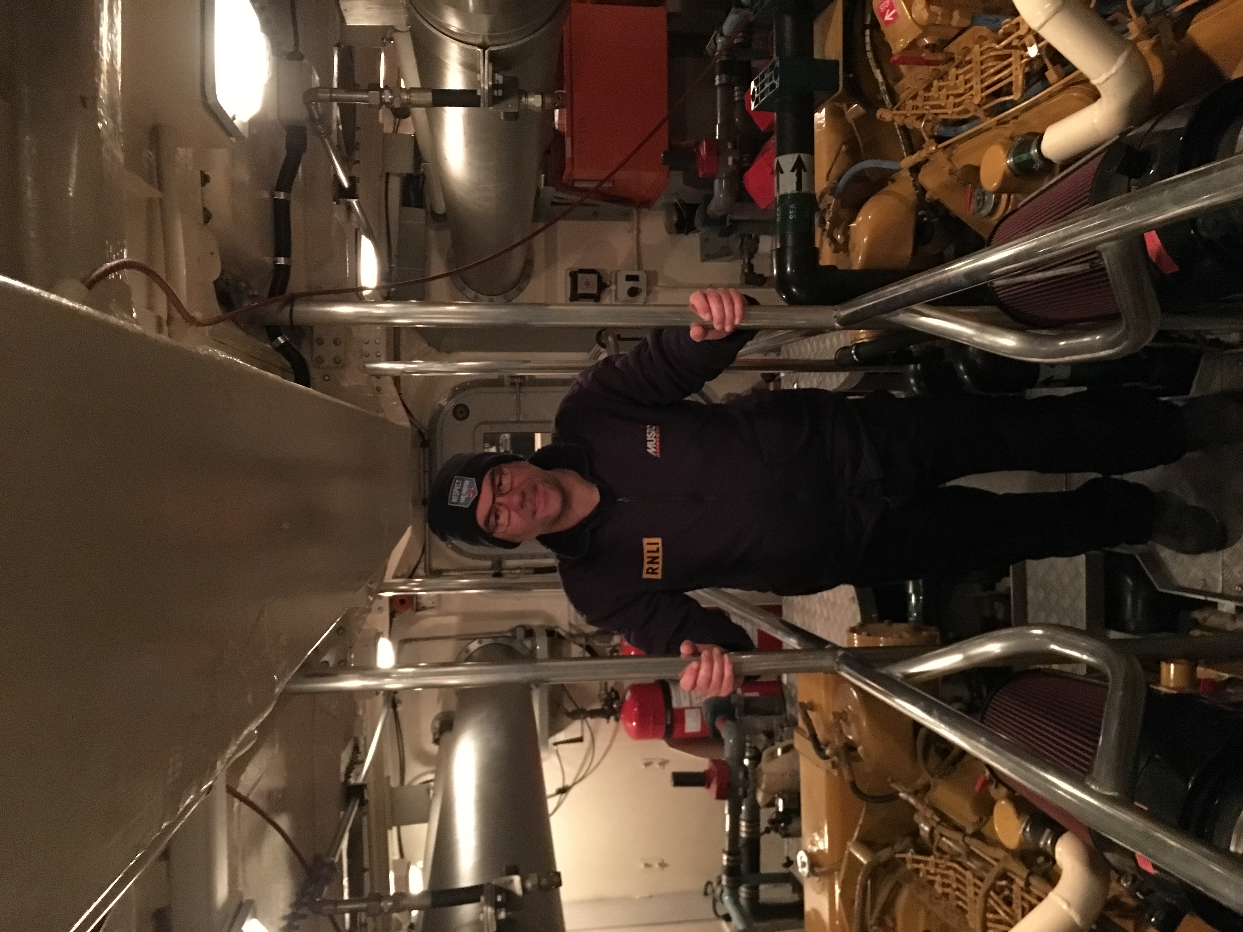 Phil in the engine room of ALB Ernest and Mabel