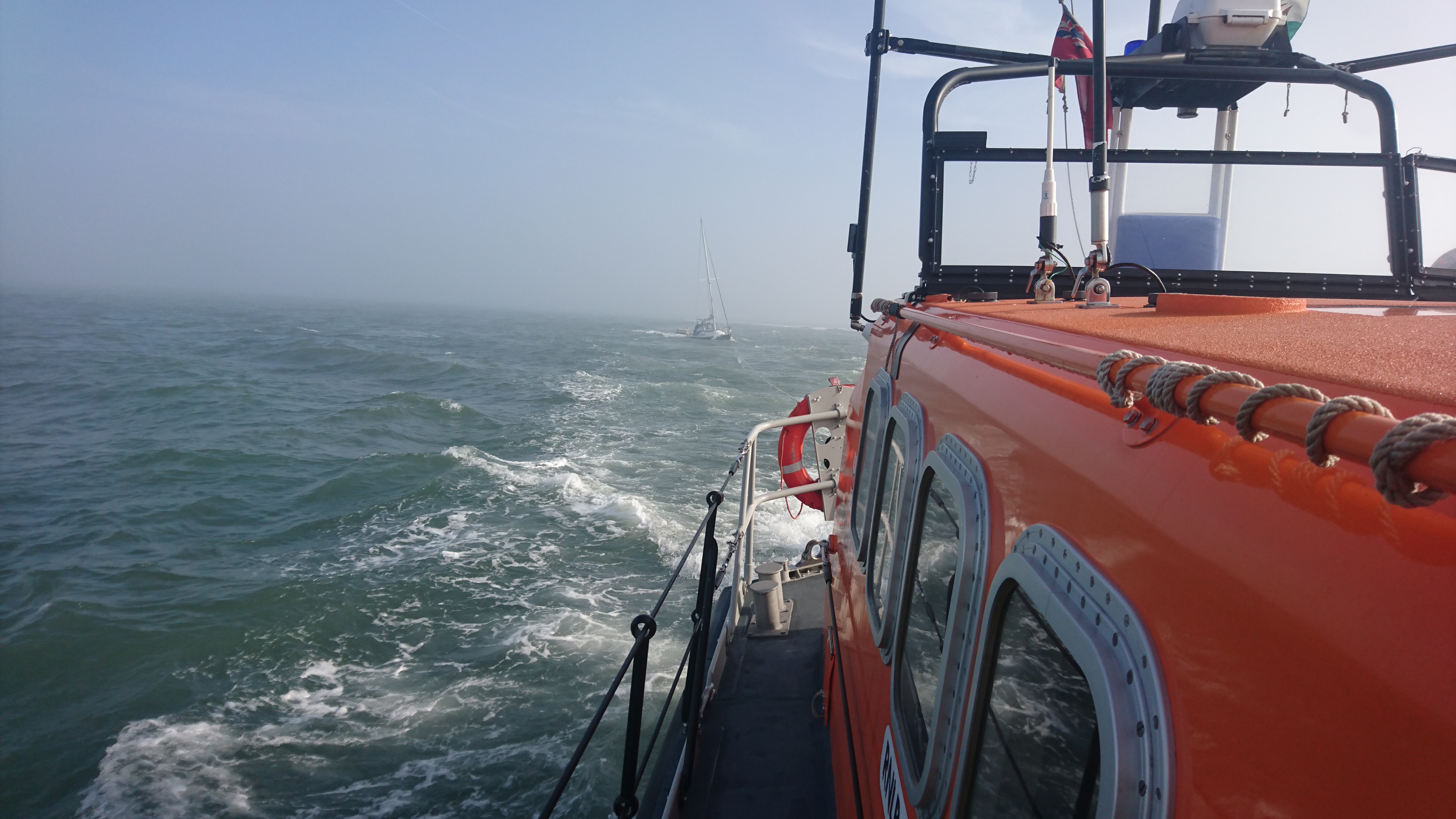 Rhyl lifeboat towing yacht towards Conwy