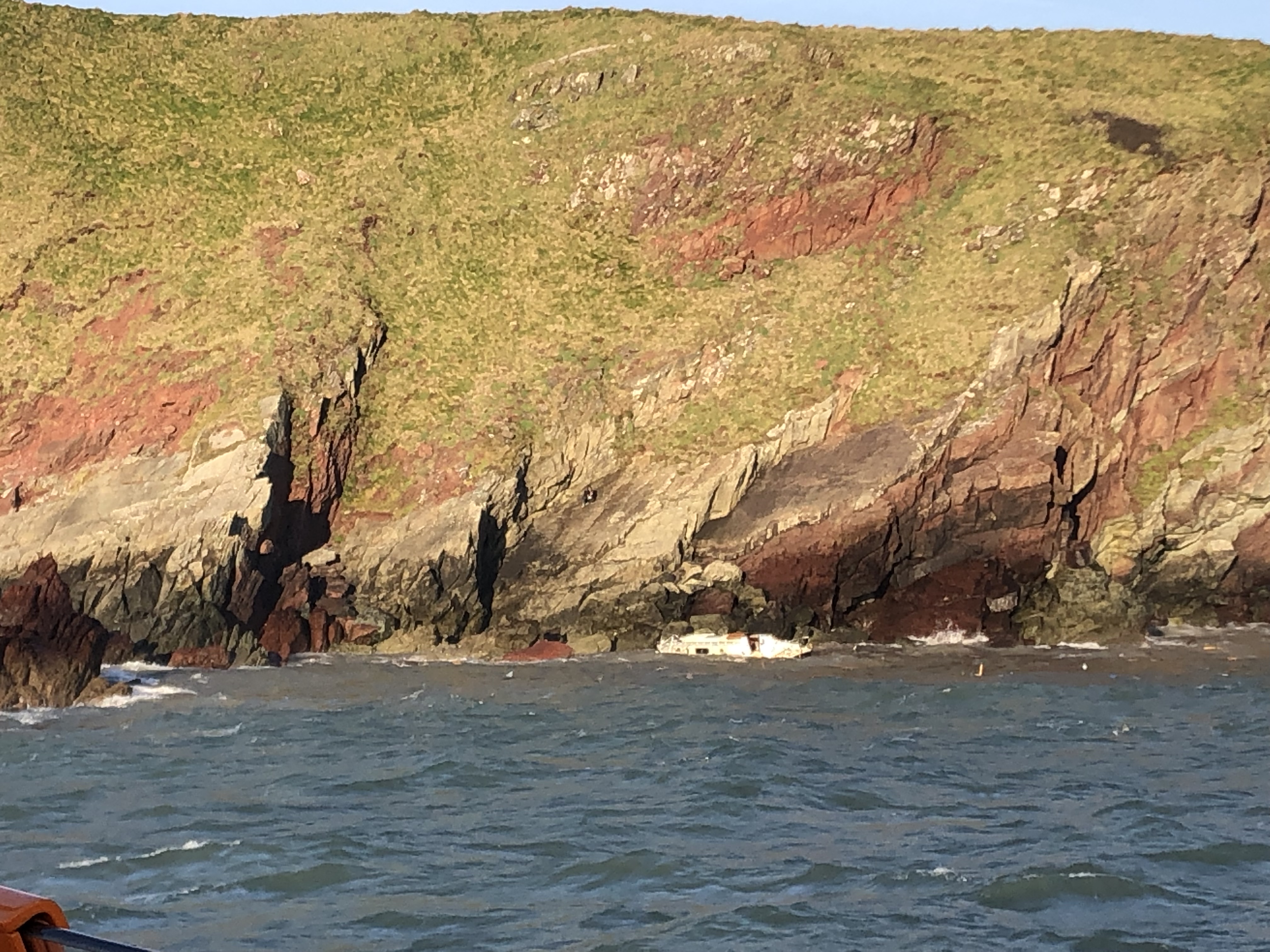 The vessel washed up on rocks 