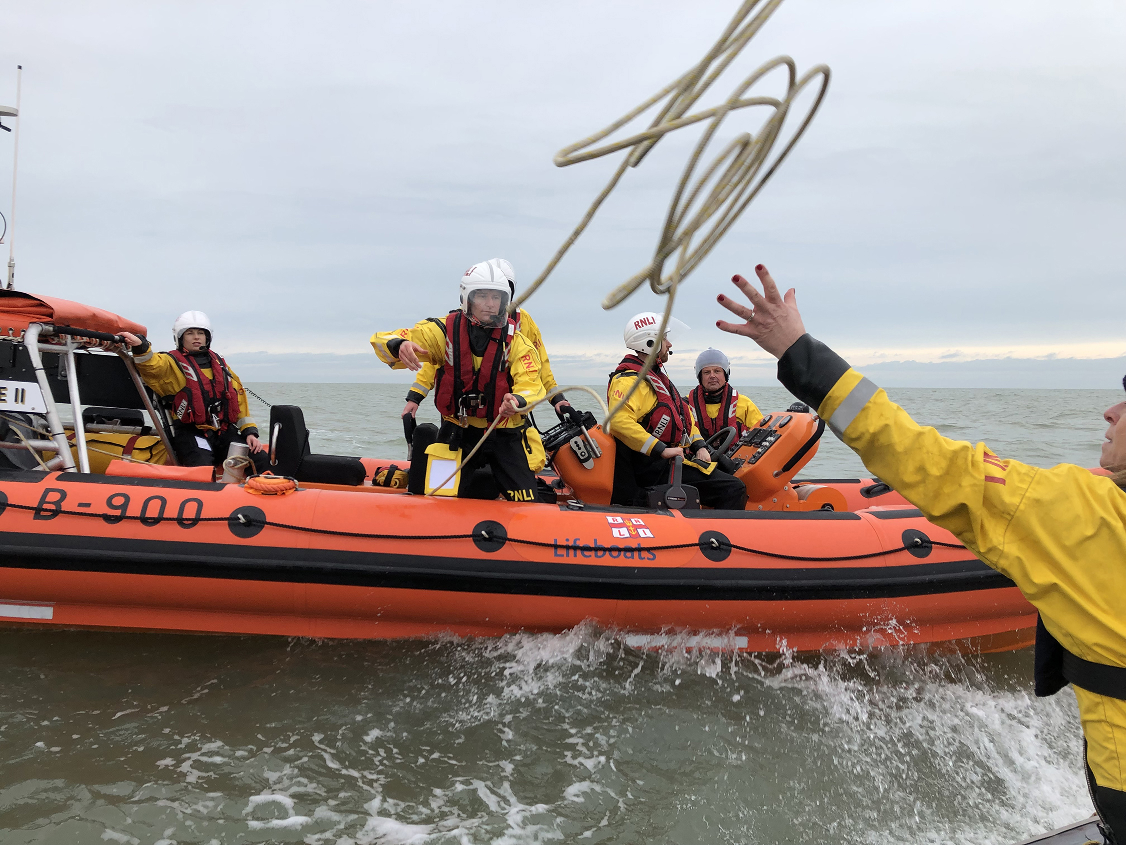 Atlantic 85 with rib alongside practising towing