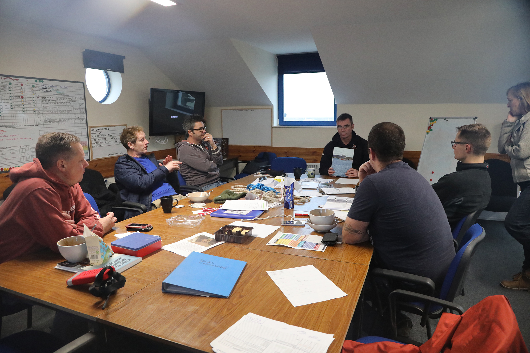 classroom with trainee crew and trainers and assessors