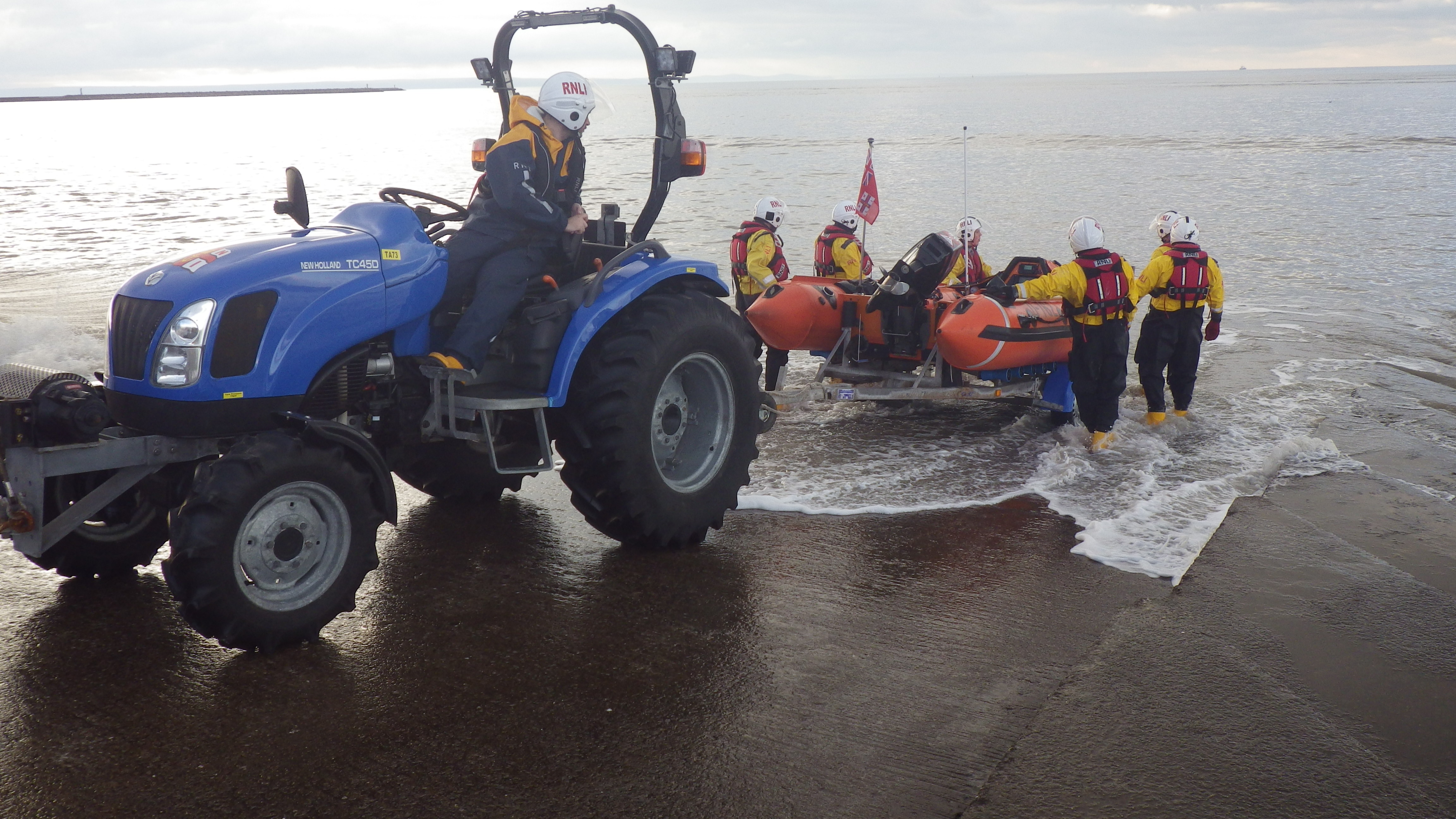 The lifeboat about to set out on the call