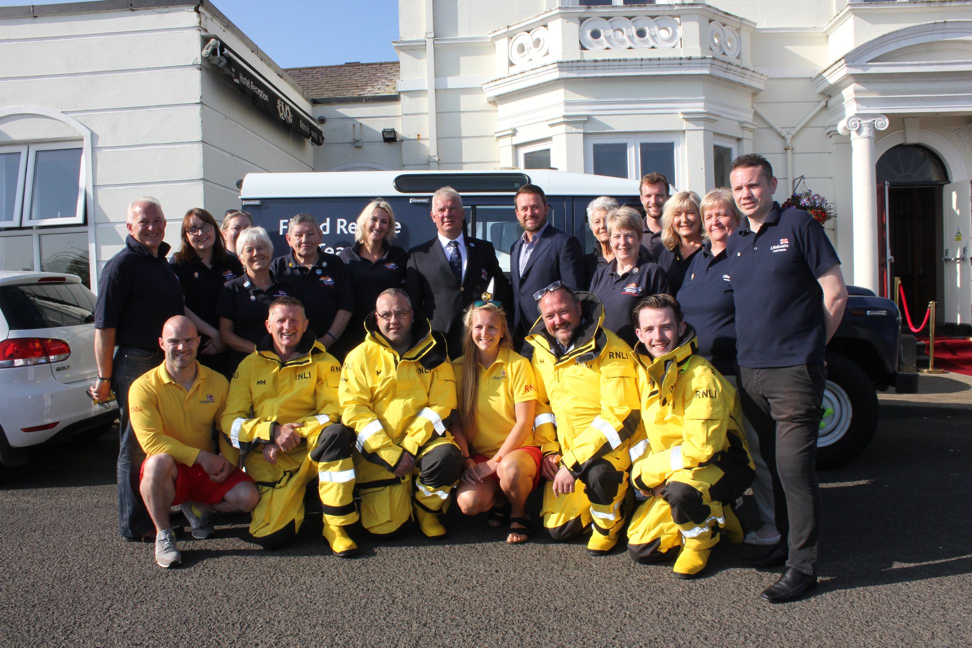 Portrush Golfer Graeme McDowell with RNLI lifeboat crew, lifeguards and fundraisers